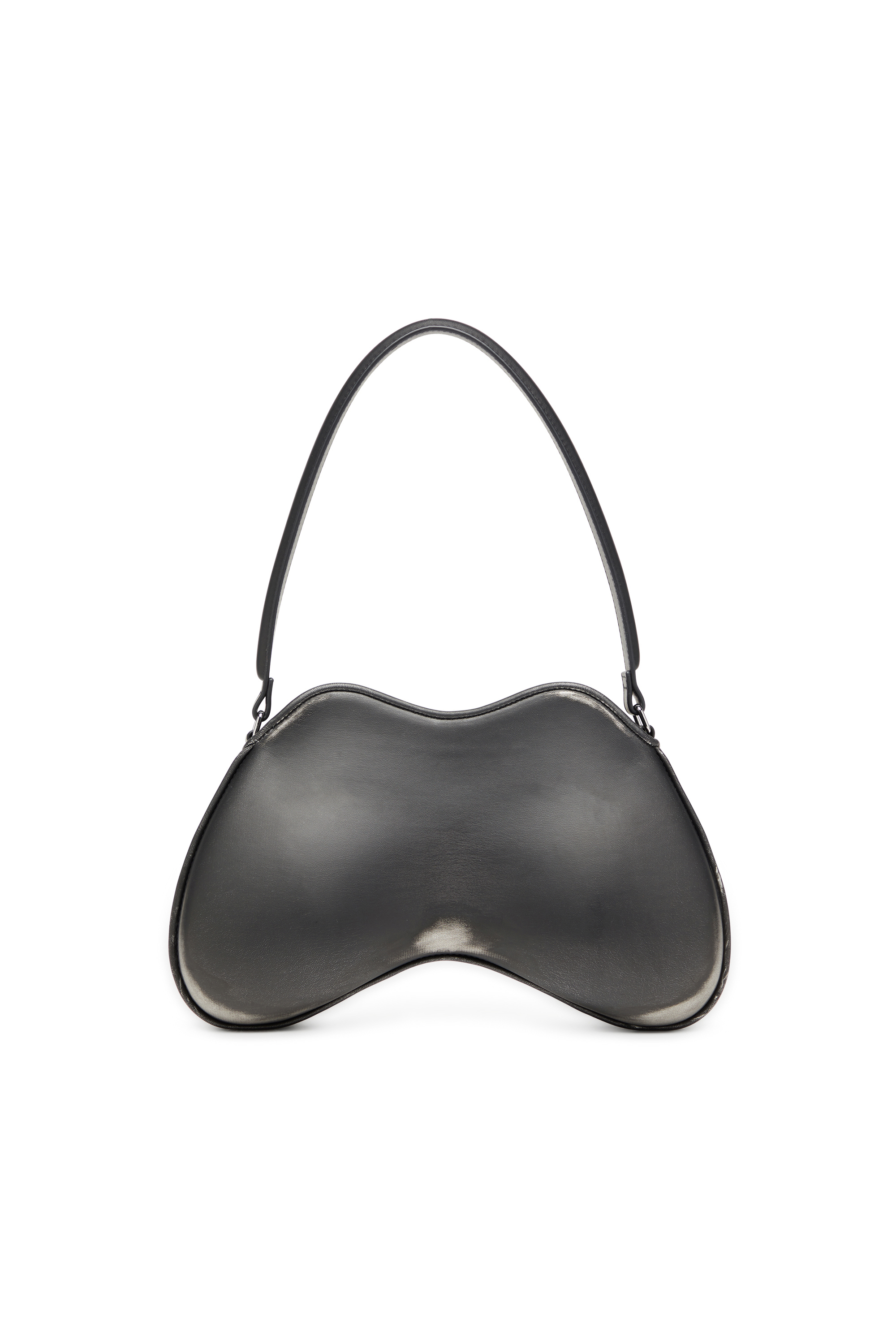 Diesel - DOUBLE-D SHOULDER, Woman's Double-D-Rigid shoulder bag in brushed PU in Black/Silver - 3