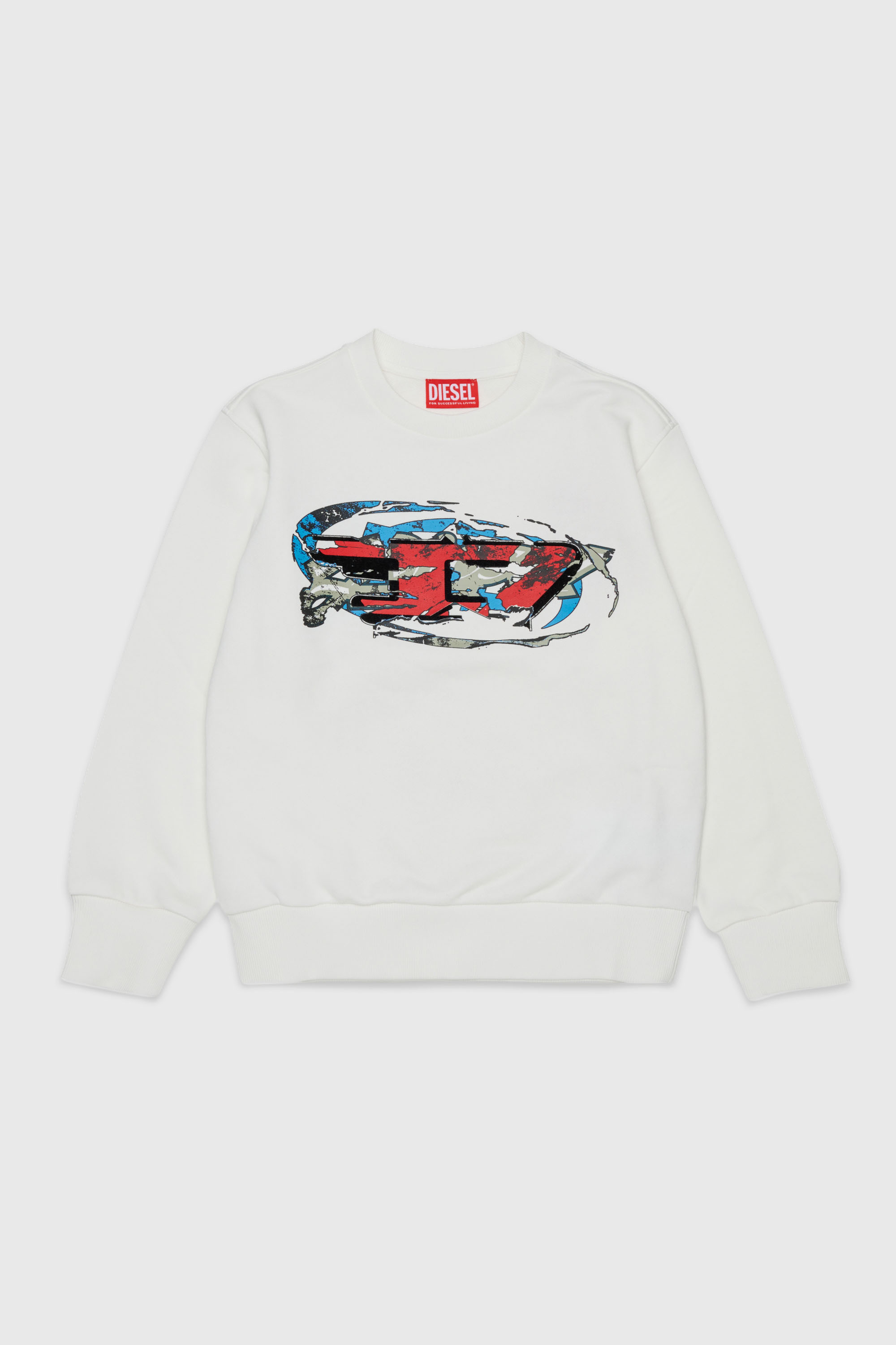 Diesel - SCRAP OVER, Man's Sweatshirt with Oval D graphic print in White - 1