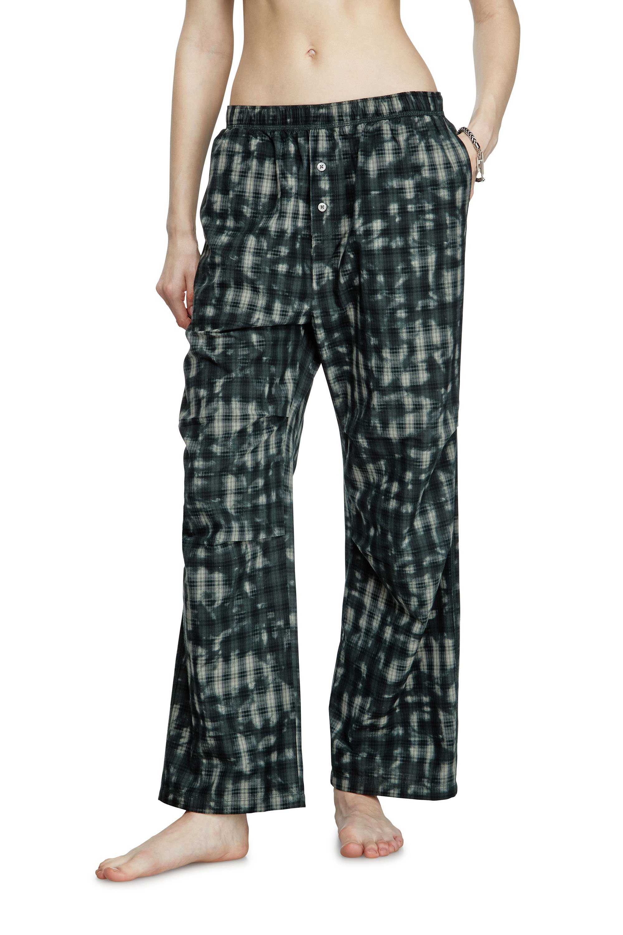 Diesel - VINCE-UTLT, Unisex's Pyjama bottoms with check print in Dark Green - 4