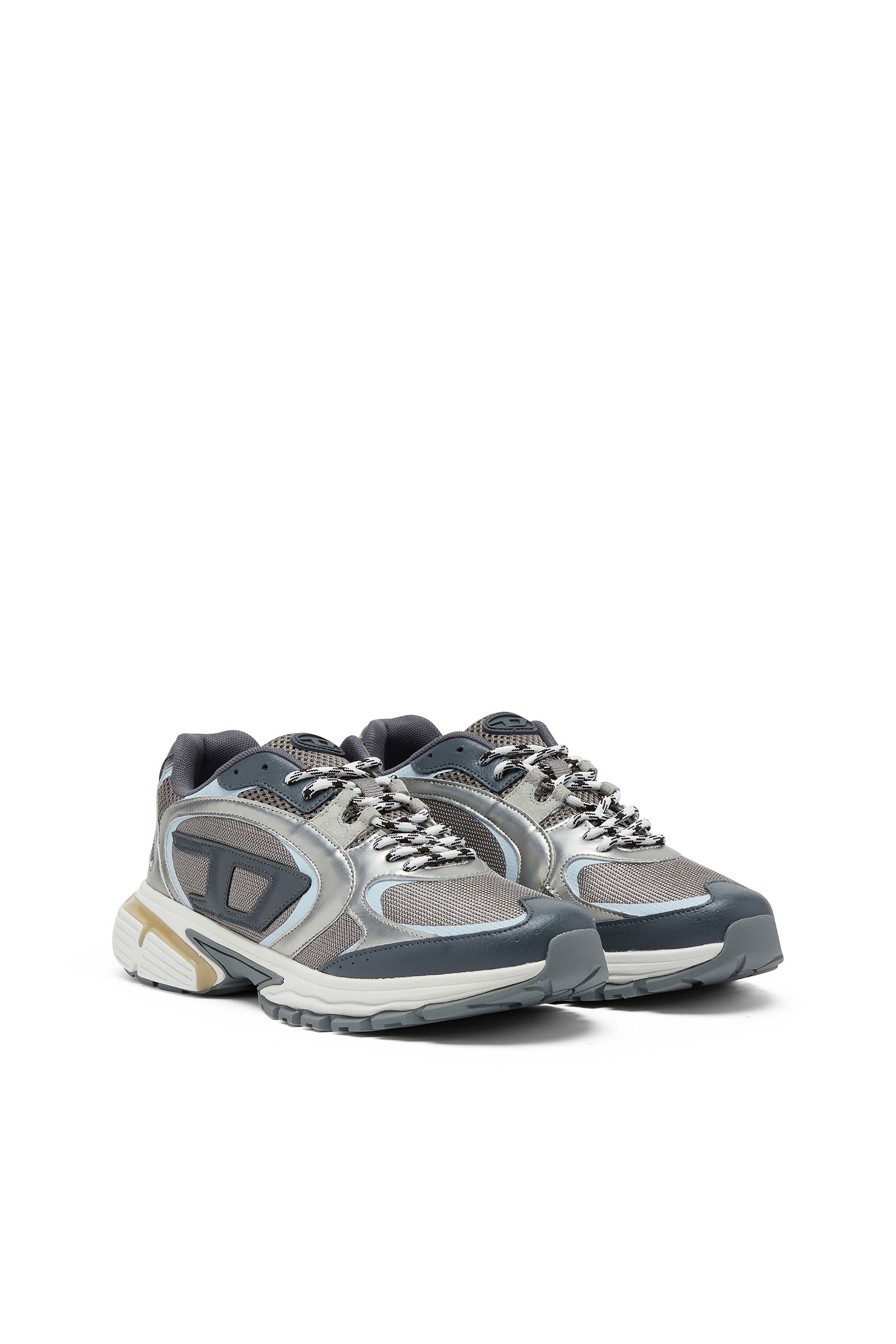 Diesel - S-PRO-V-DENSE LOW, Man's S-Pro-V-Dense-Metallic sneakers in mesh and PU in Grey/Blue - 3