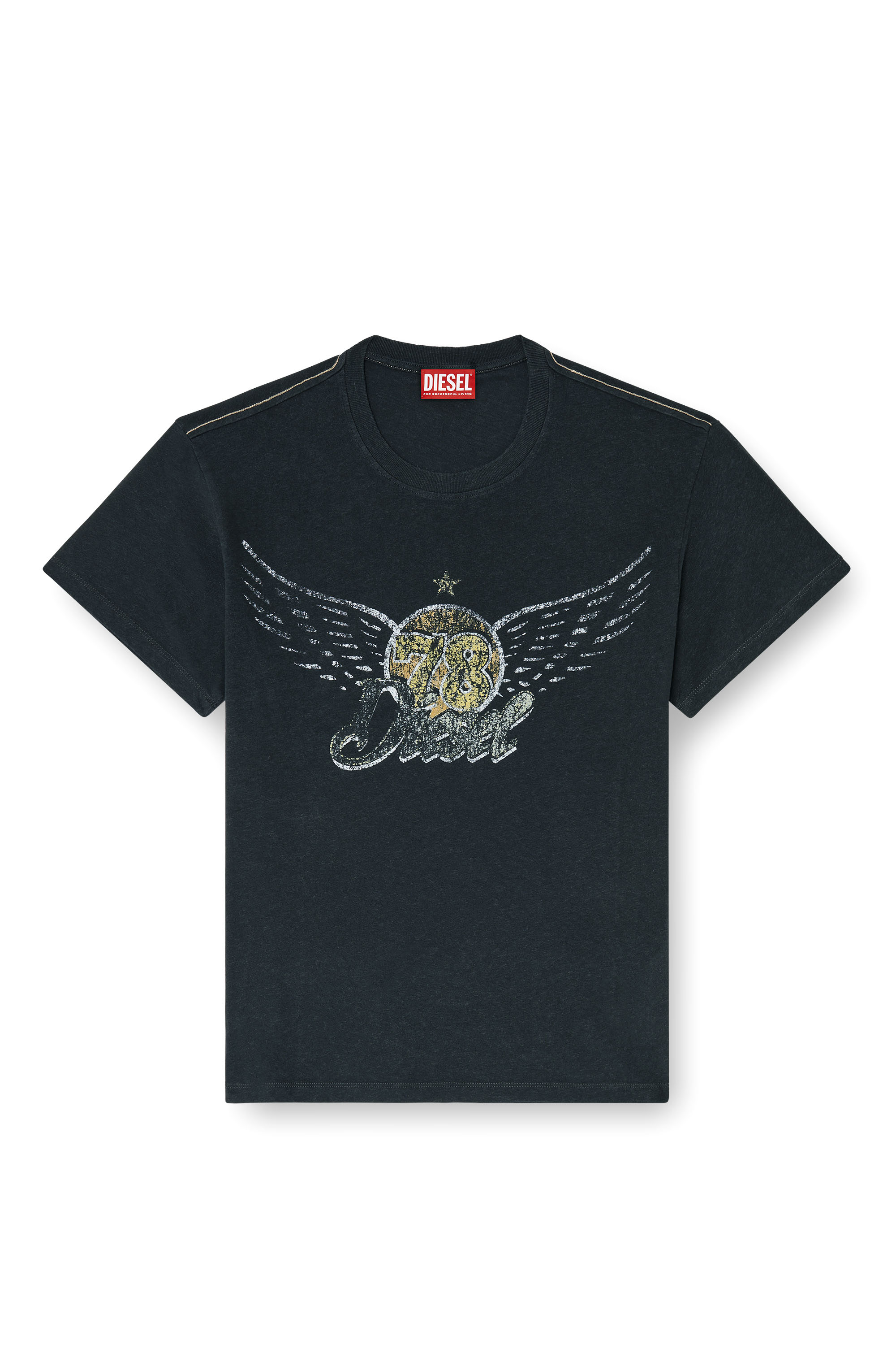 Diesel - T-GERIO-A, Man's Cotton-hemp T-shirt with concert graphics in Black - 3