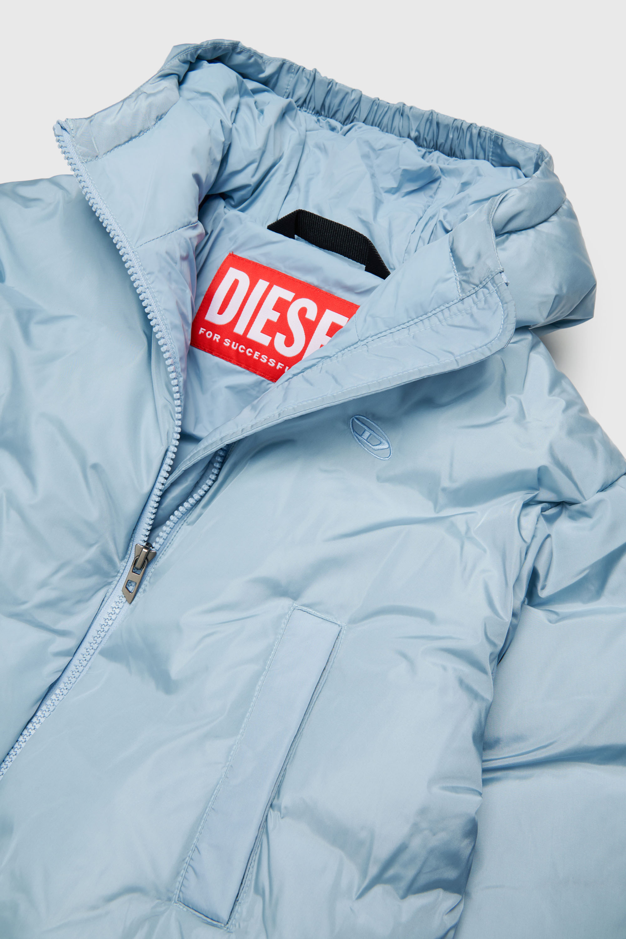 Diesel - JELKYM, Woman's Hooded puffer jacket in Light Blue - 3