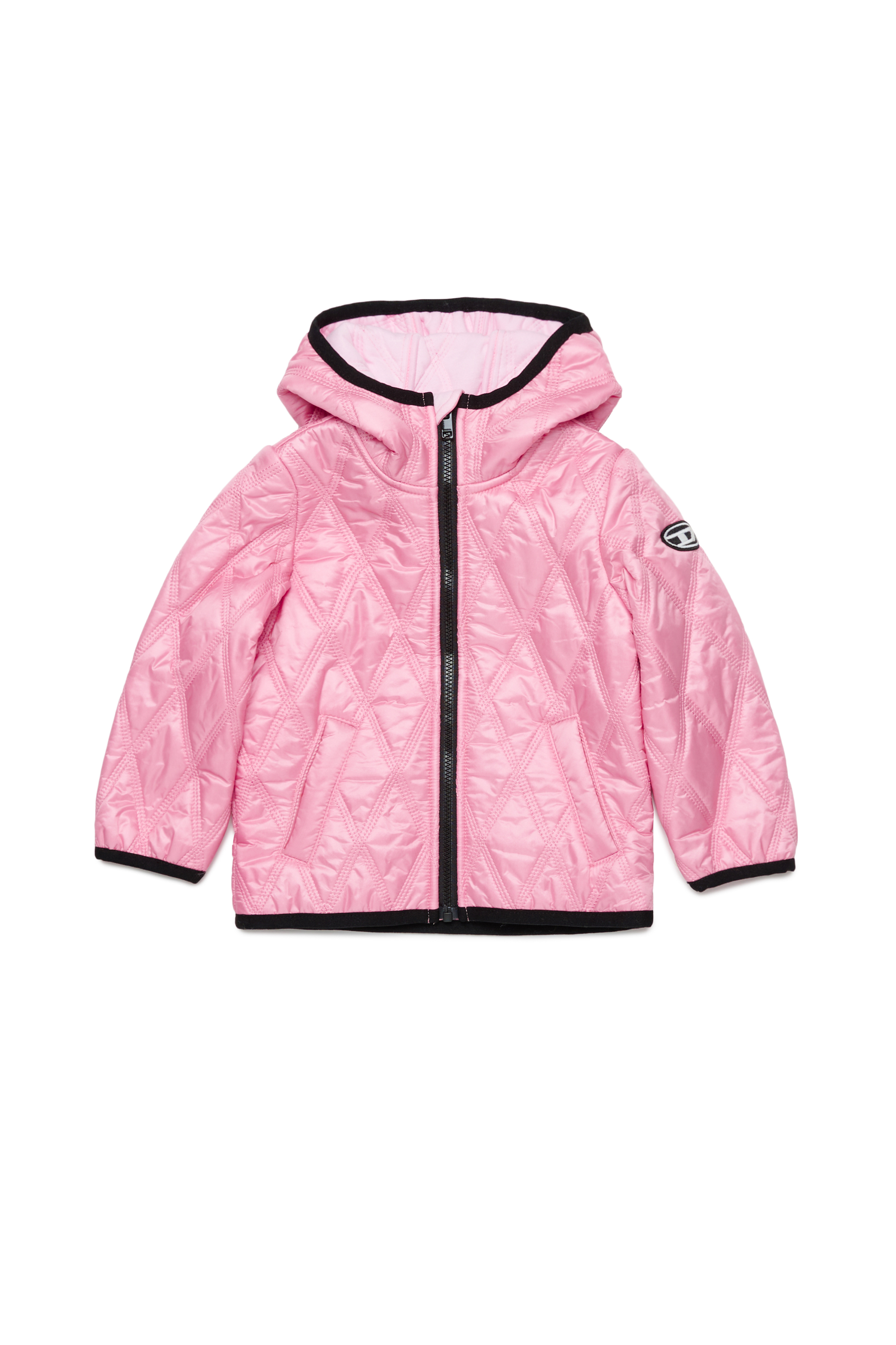 Diesel - JFOKKERB, Unisex's Hooded quilted jacket with Oval D patch in Pink - 1