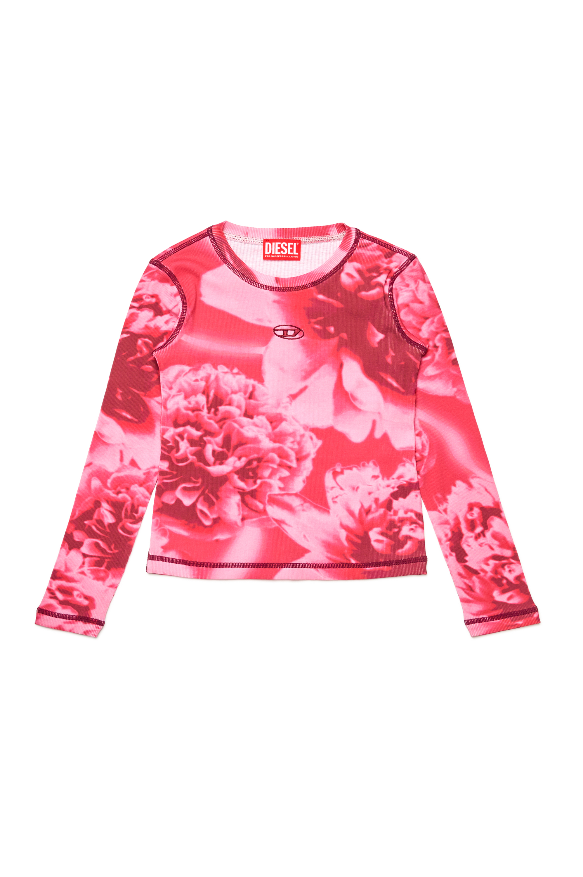 Diesel - TCLAUDY, Woman's Ribbed top with floral print in Pink - 1