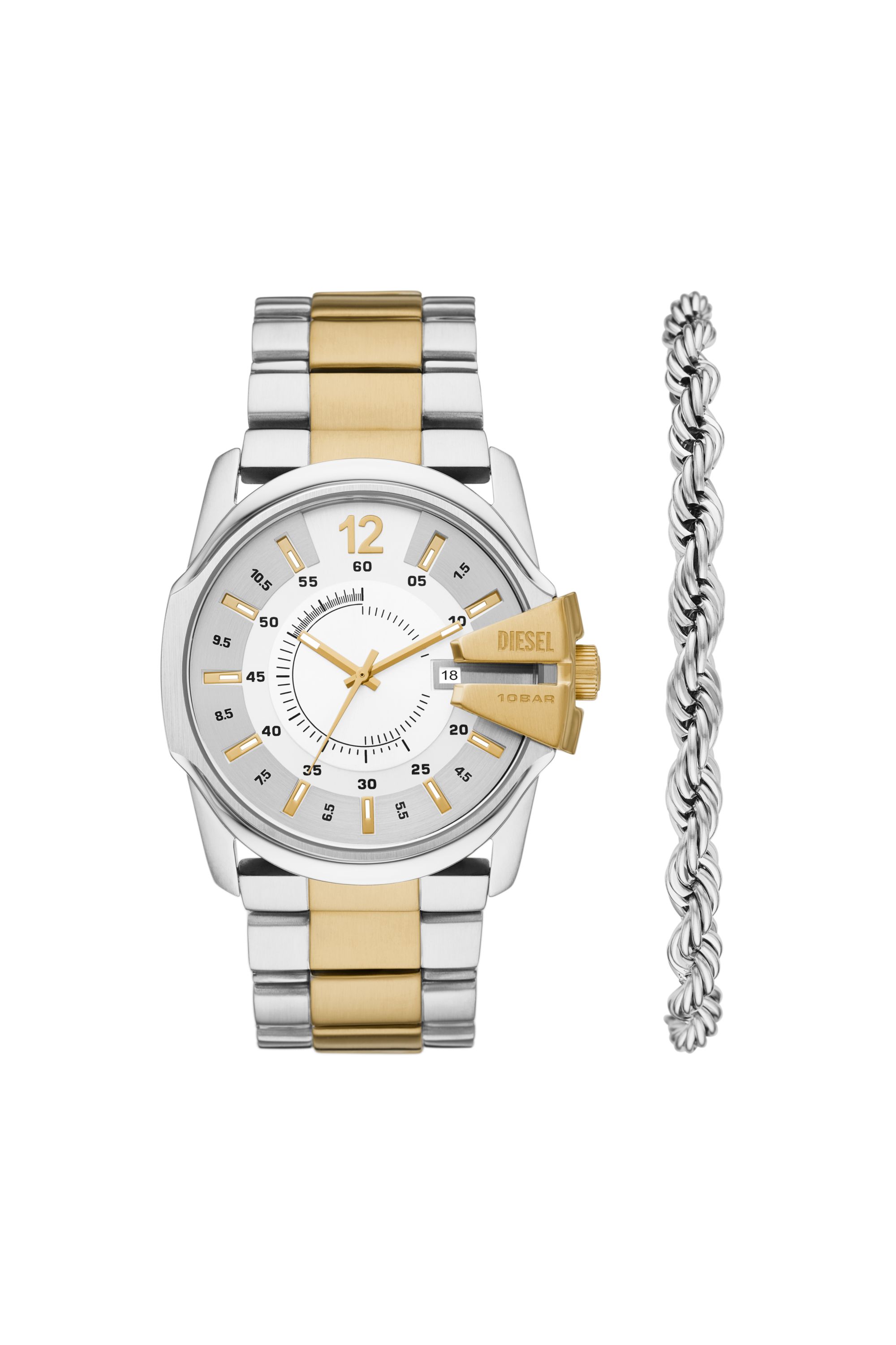 Men's MS9 three-hand date two-tone stainless steel watch | DZ2196 Diesel
