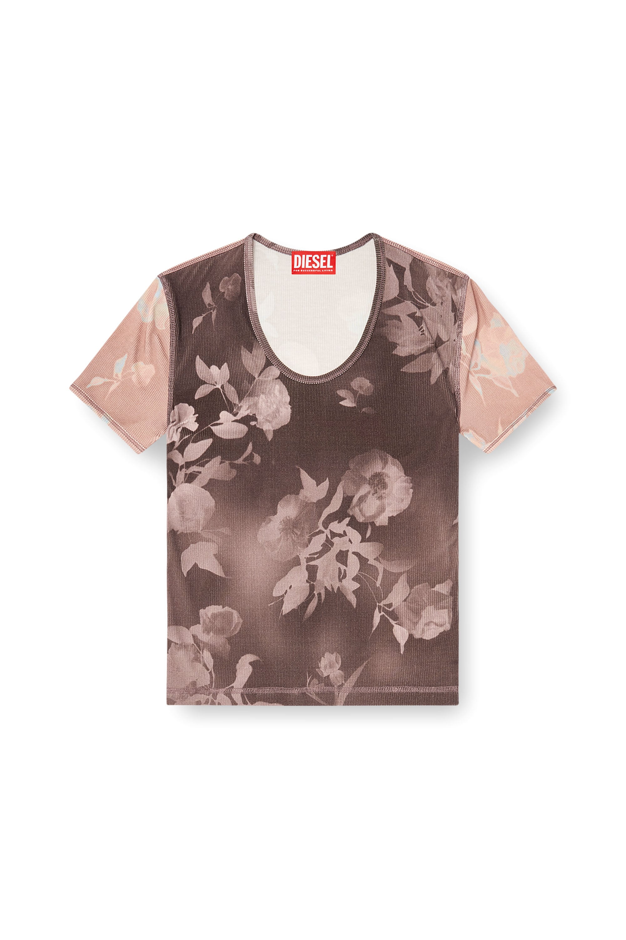 Diesel - T-ELENEWU, Woman's Top in floral-print ribbed jersey in null - 3