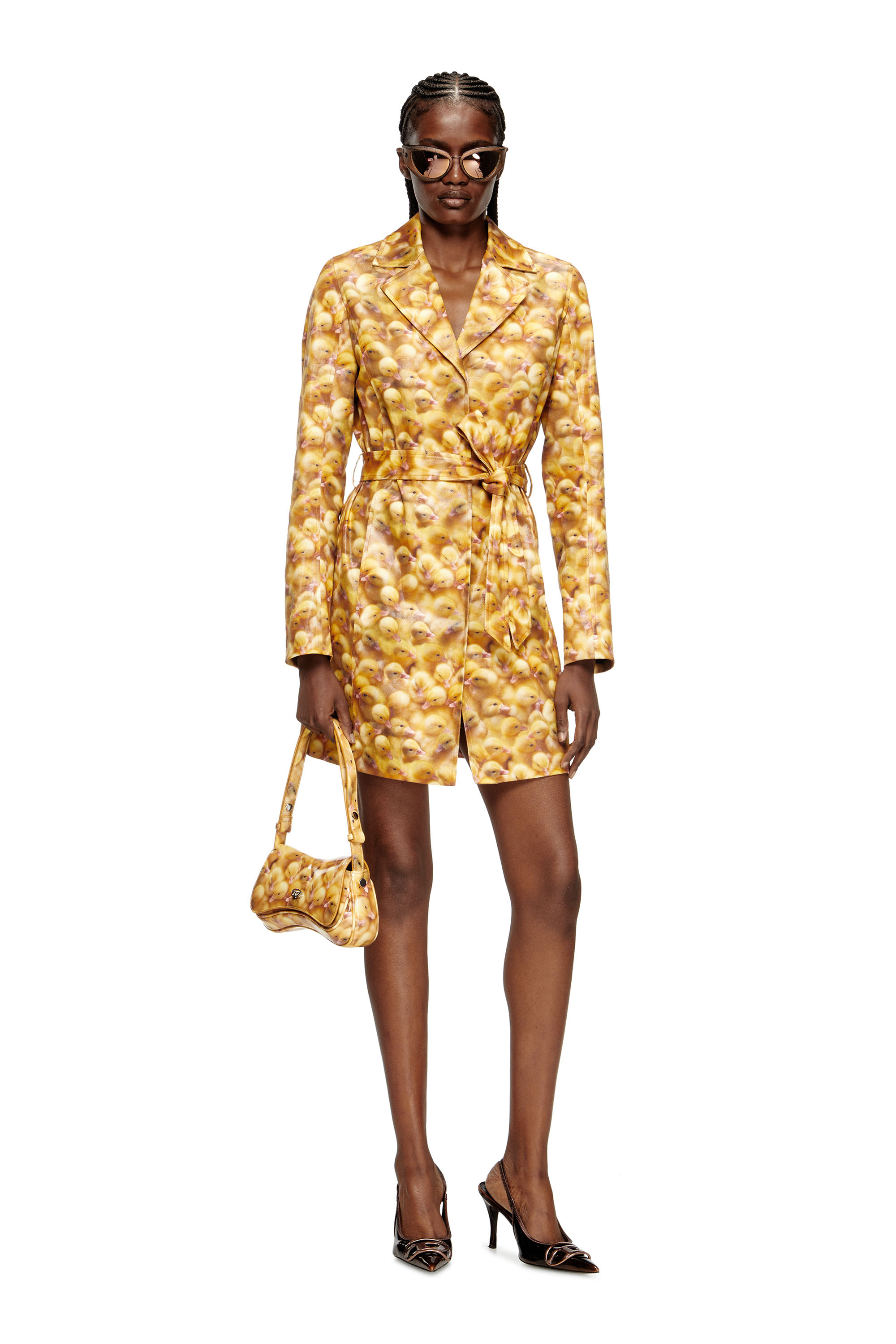 Diesel - G-OJI, Woman's Trench coat with duck print in Yellow - 3