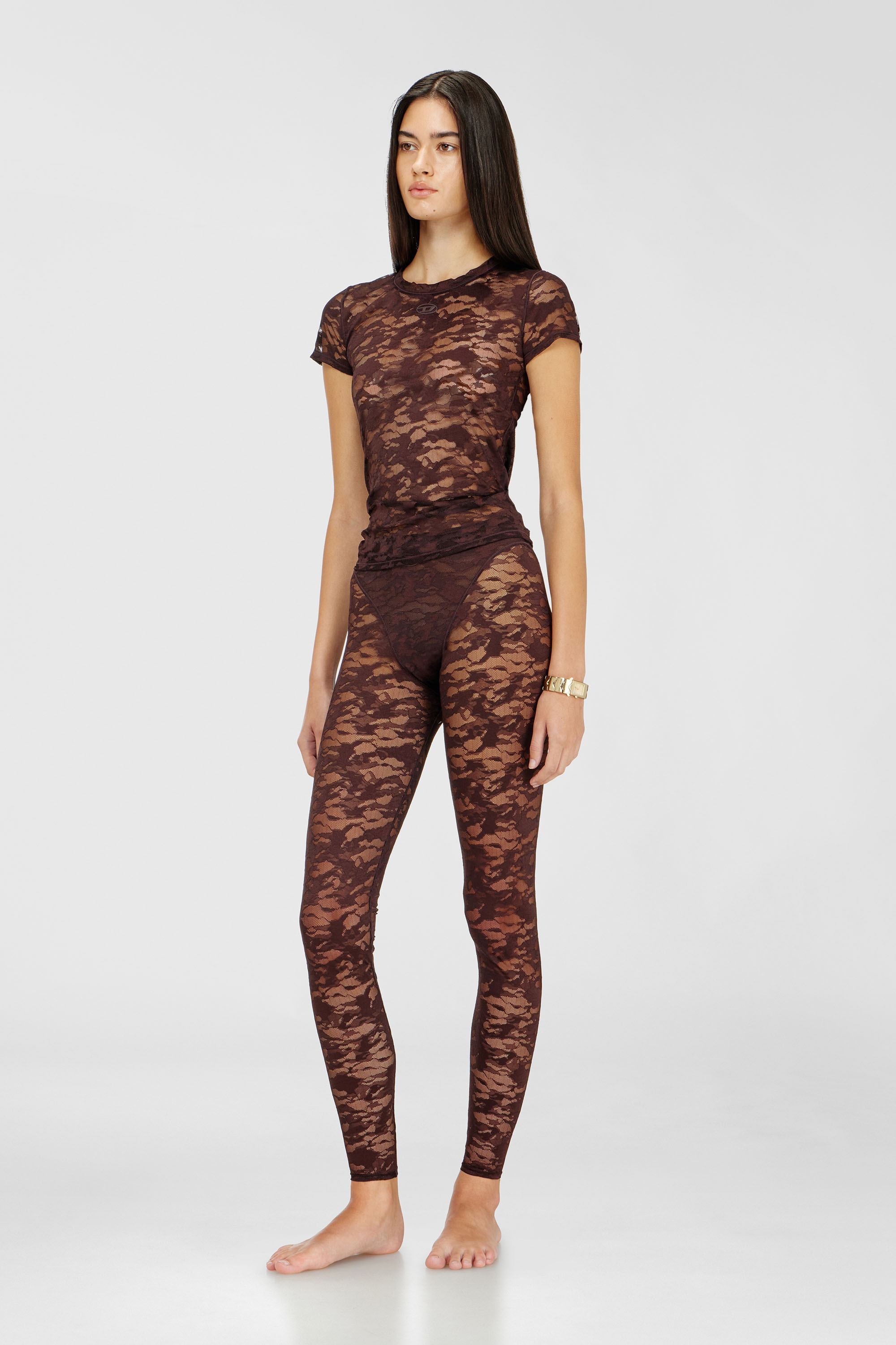 Leggings in nylon camouflage lace