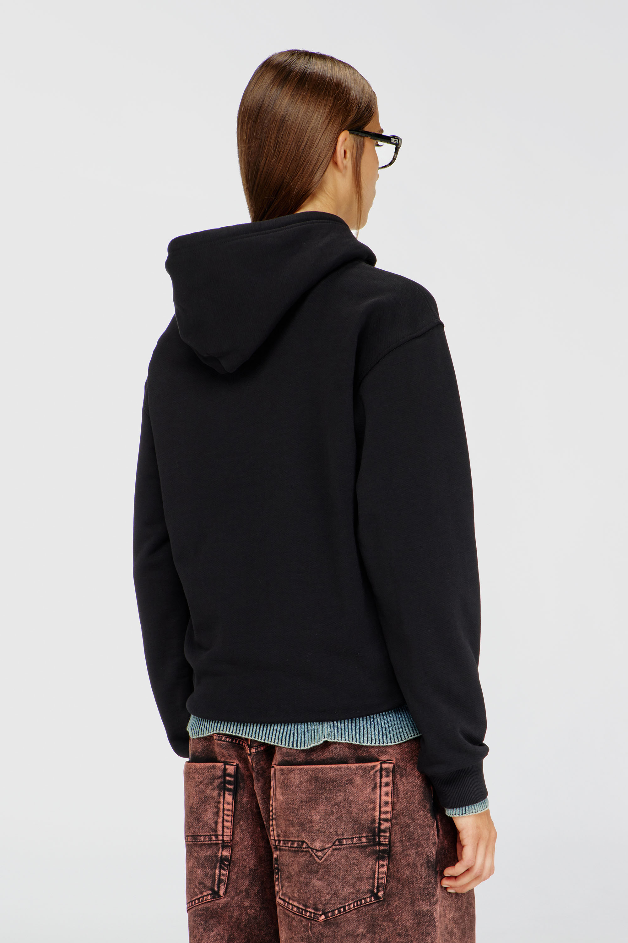 Diesel - F-NORMY-HOOD-OD, Woman's Hoodie in cotton with Oval D logo in Black - 4