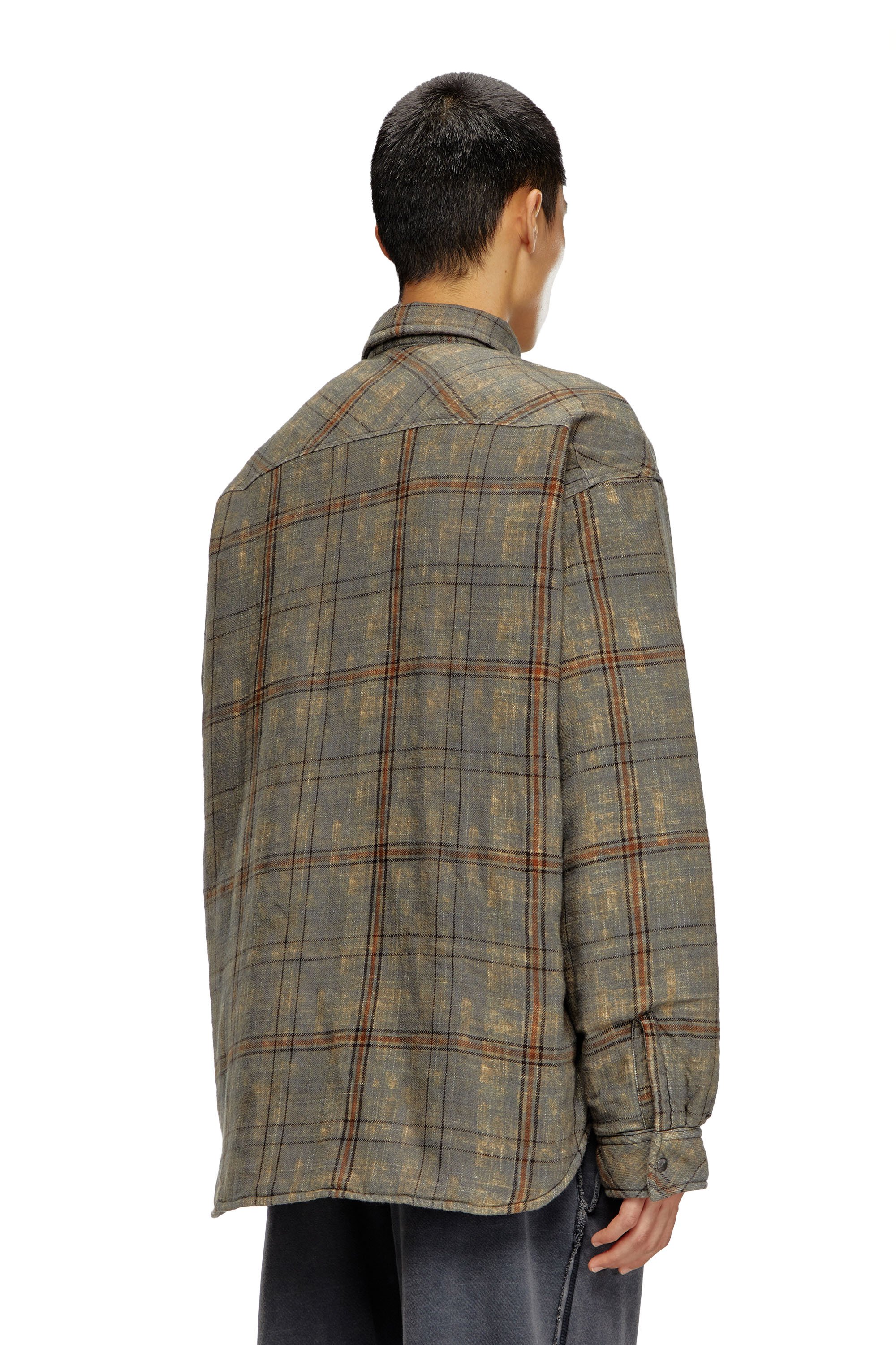 Diesel - S-HAMME, Man Padded jacket in checked slub cotton in Multicolor - Image 4