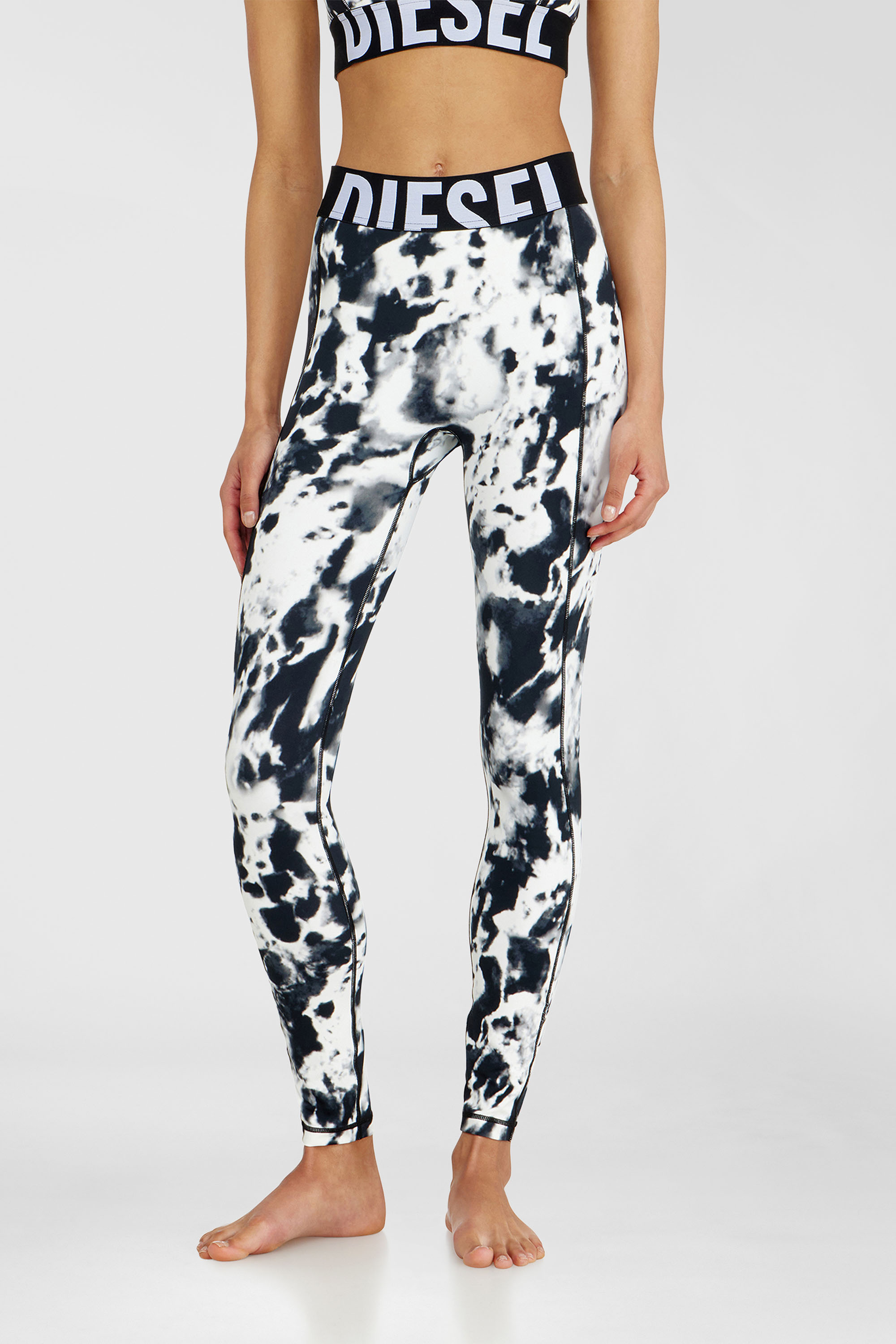 Diesel - ADELINE-D-POP, Woman's Leggings in printed microfibre in White/Black - 3