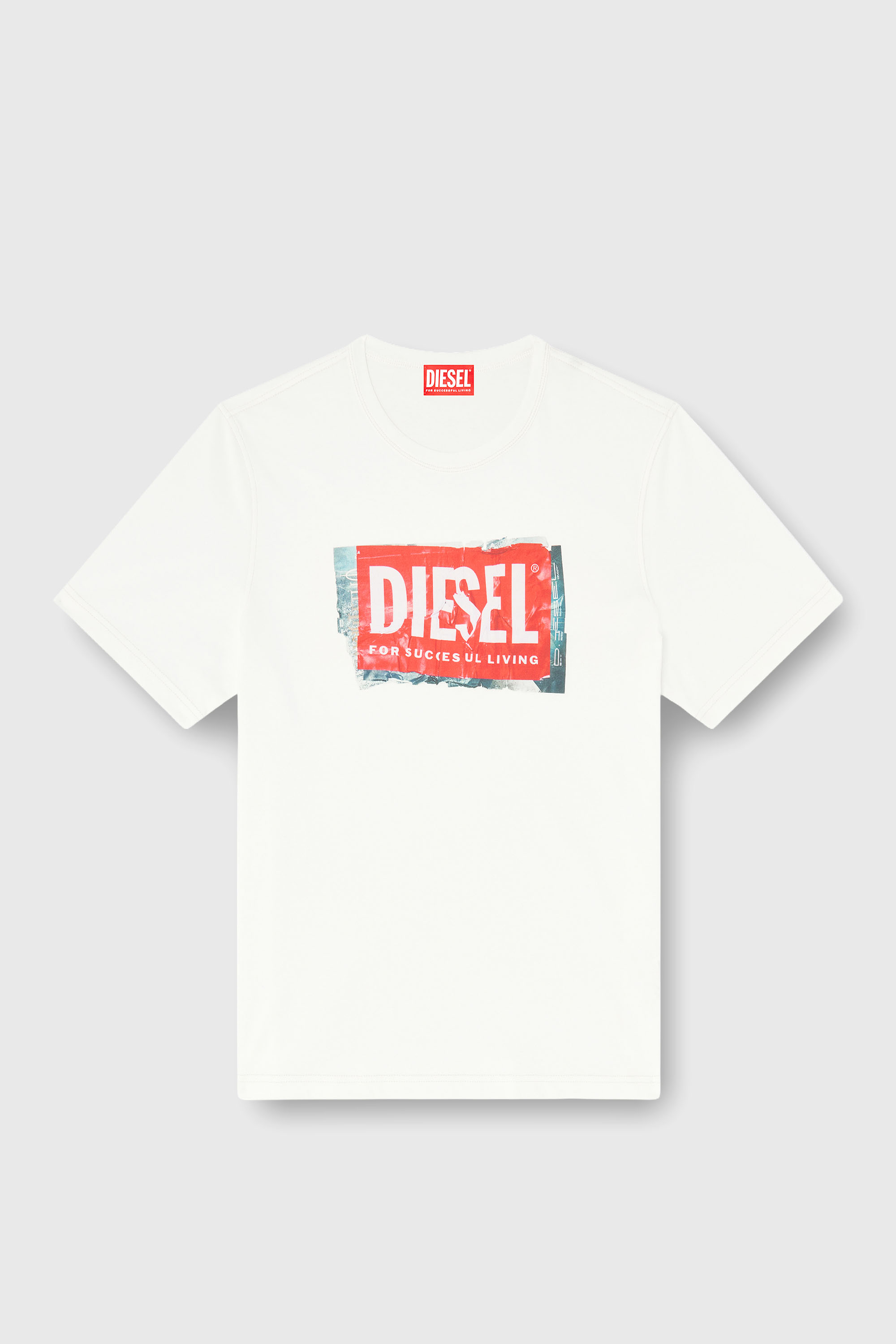 Diesel - T-ADJUST-Q6, Man's T-shirt with crumpled-effect logo in White - 2