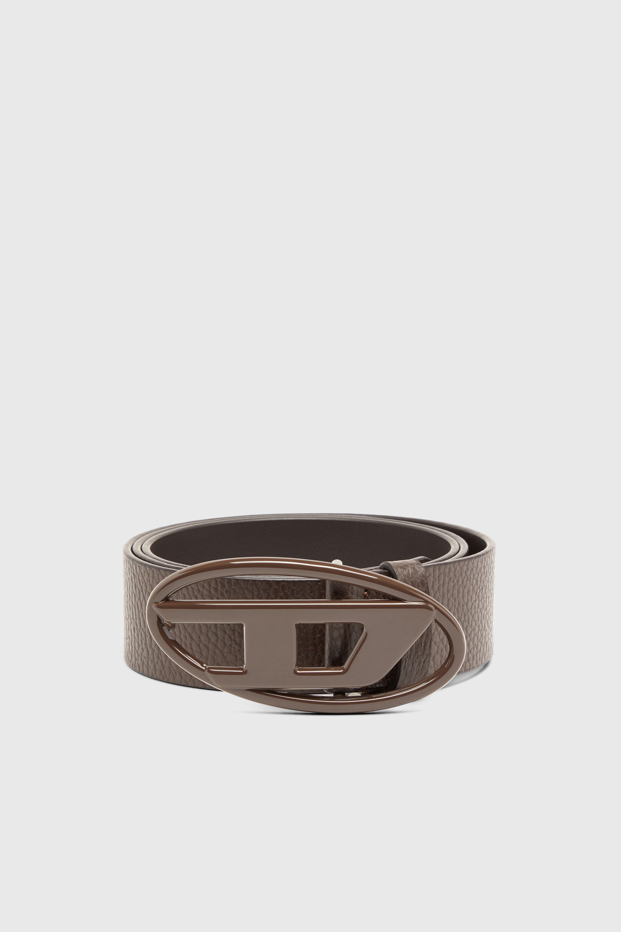 Diesel - B-1DR, Unisex's 4cm leather belt with matte Oval D buckle in Brown - 1