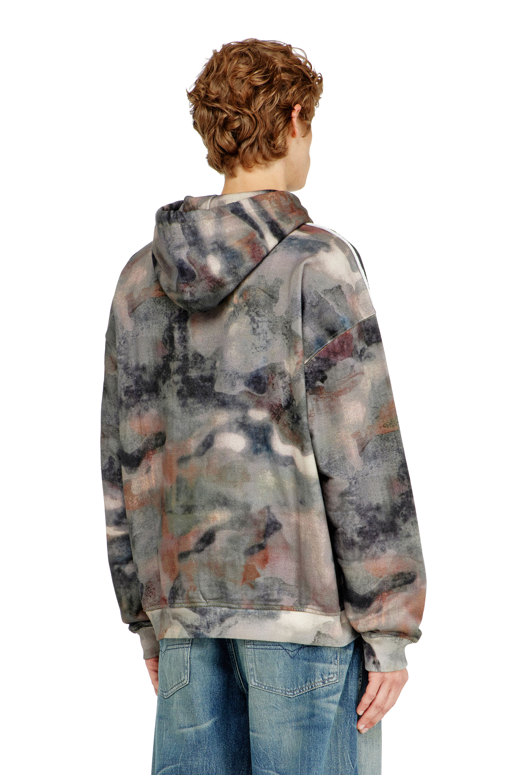Diesel - S-BOXT-HOOD-V1, Man's Hoodie in camouflage-print organic cotton in Brown/Green - 3