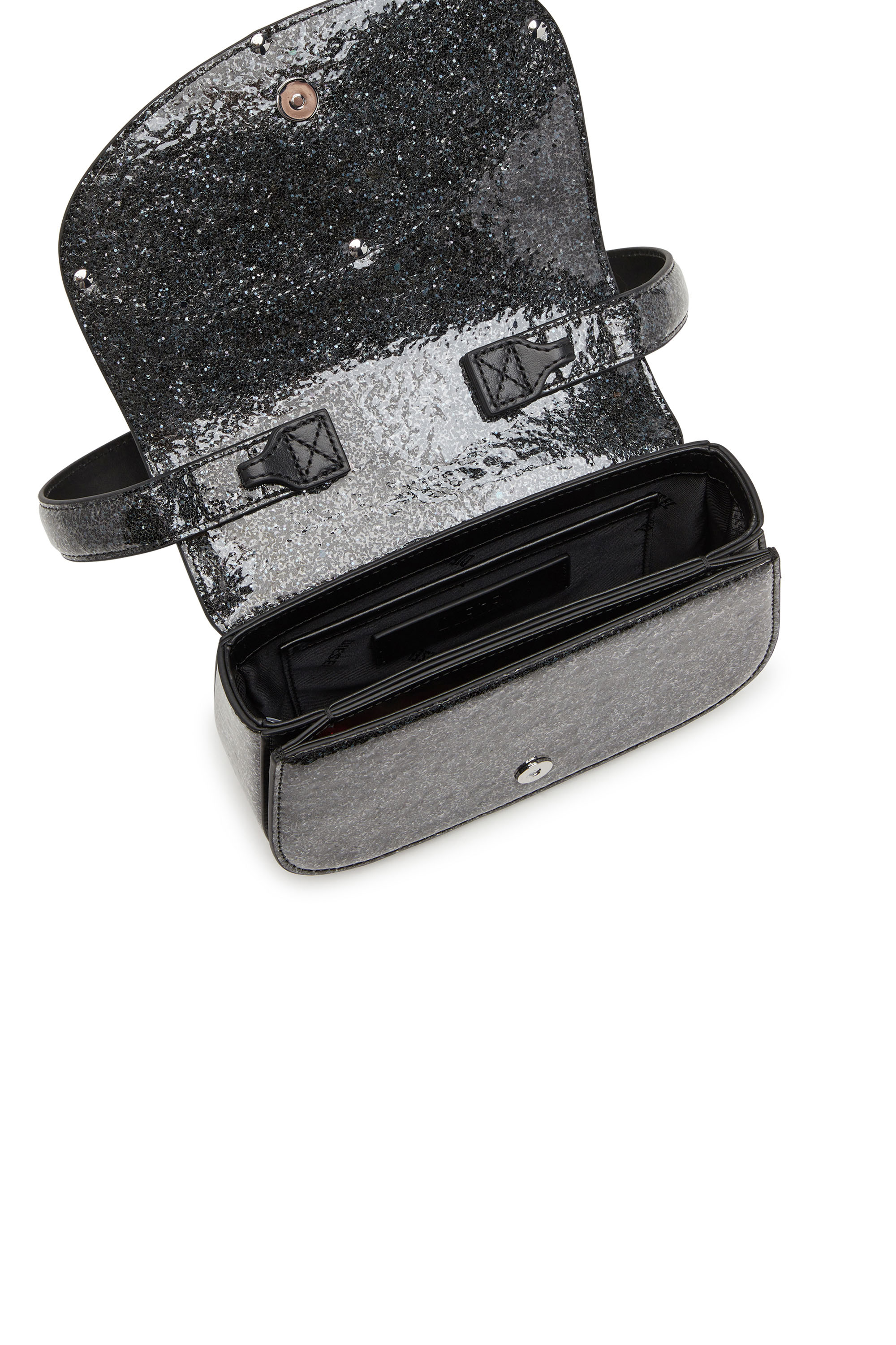 Diesel - 1DR, Woman's 1DR-Iconic shoulder bag with macro glitter in Black - 4