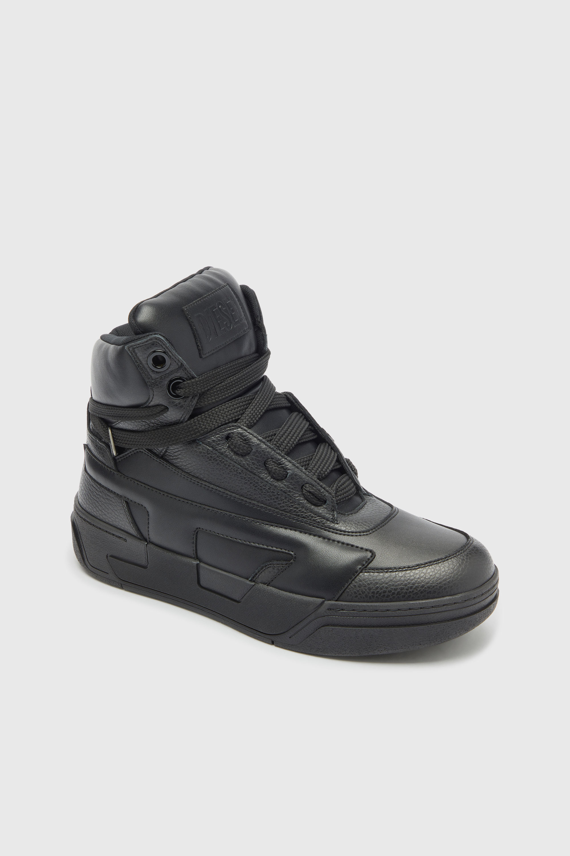 Diesel - S-D-OLLIE MID, Man's S-D-Ollie - High-top leather sneakers with D logo in Black - 6