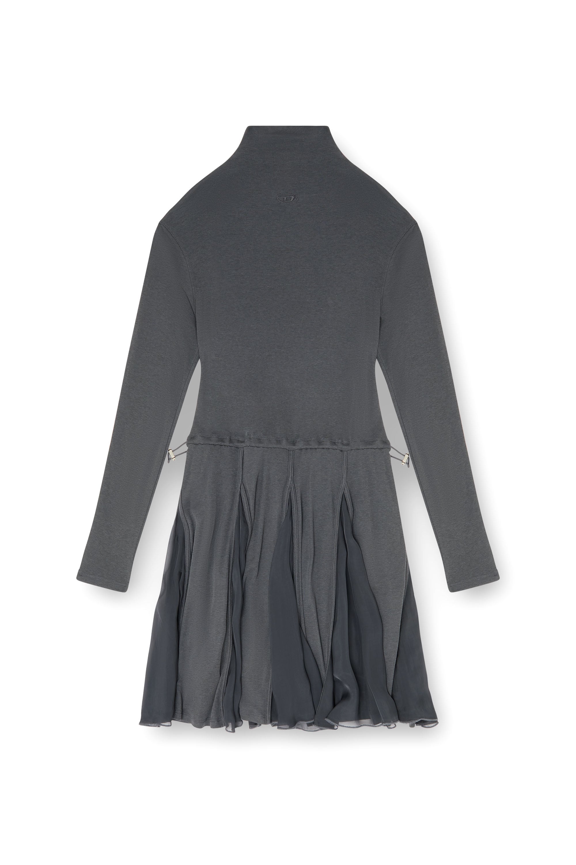 Diesel - D-REI, Woman's Turtleneck mini dress in jersey and chiffon in null - 2