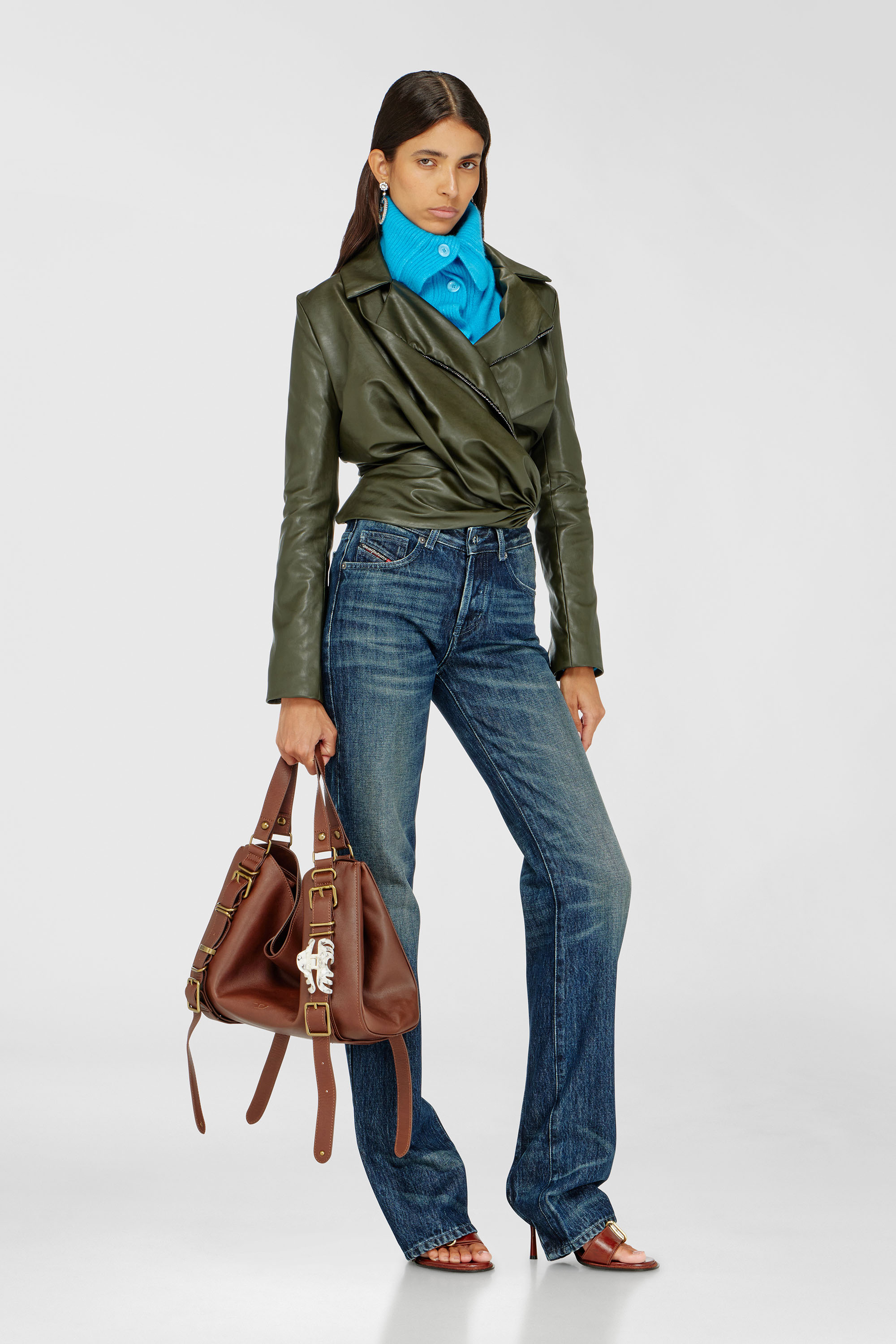 Diesel - G-DRAP, Woman's Draped wrap-effect jacket in Military Green - 2