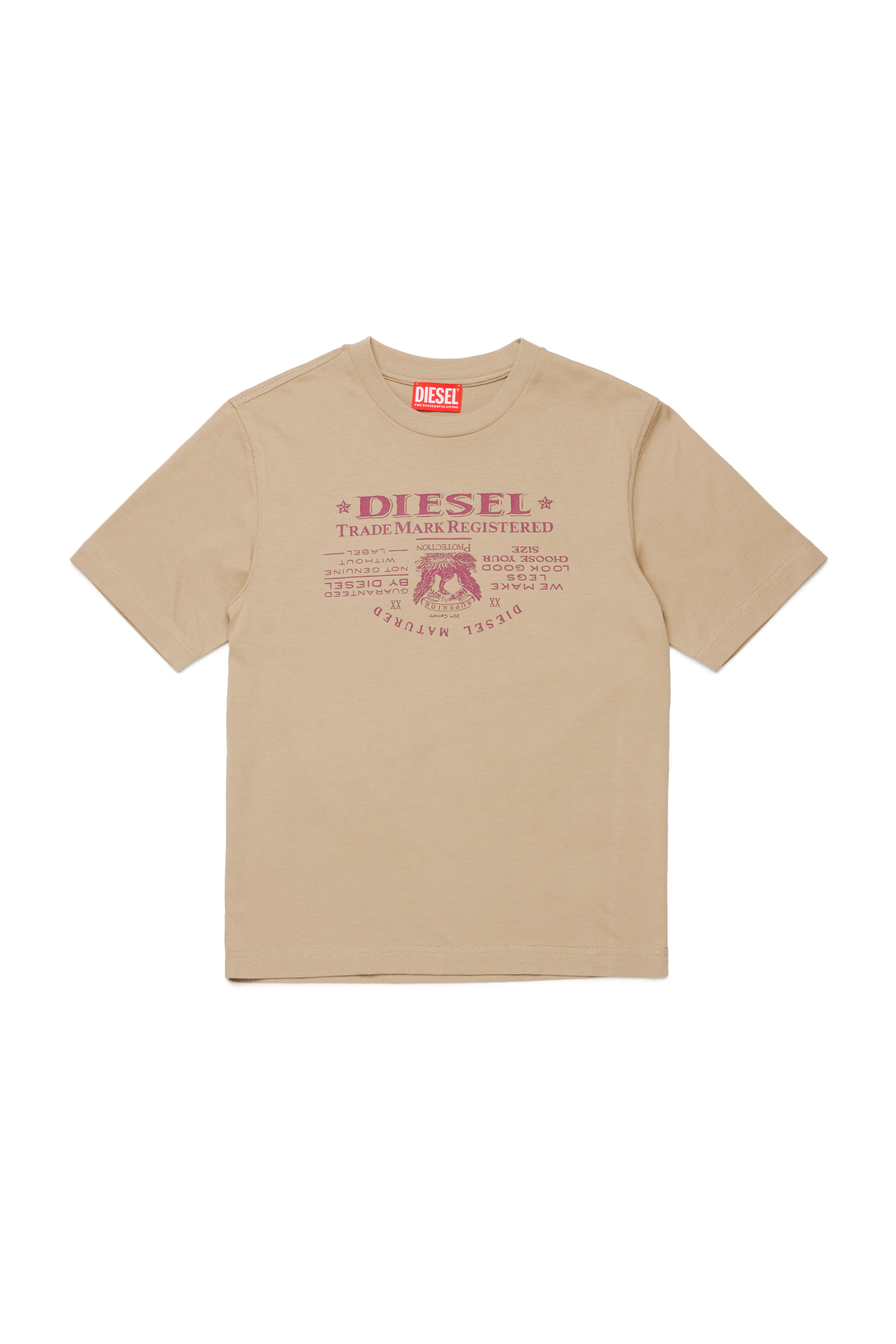 Diesel - TJUSTL4 OVER, Man's T-shirt with Jacron Patch print in Light Brown - 1