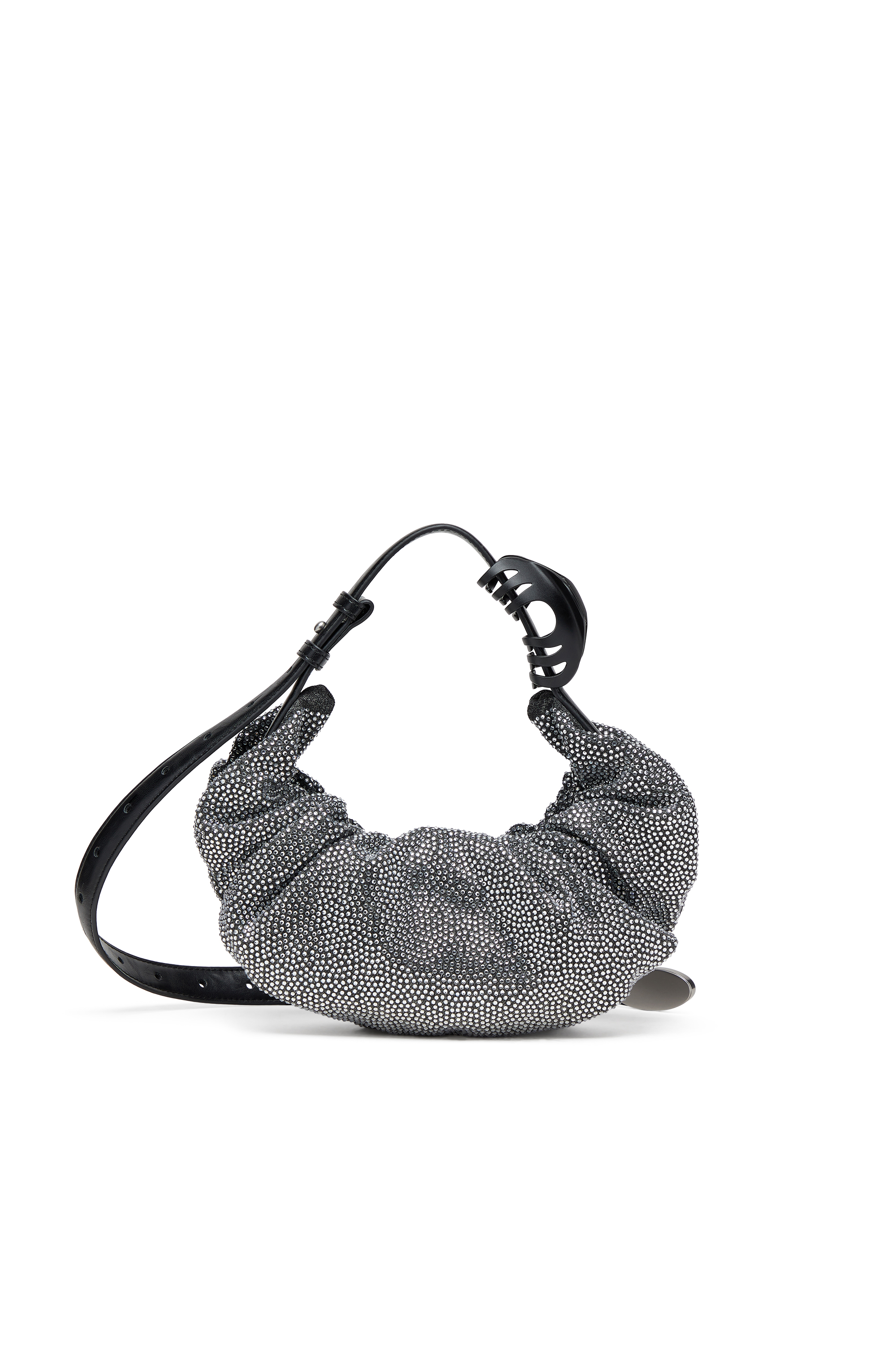 Diesel - GRAB-D HOBO S, Woman's Grab-D S-Small scrunched hobo bag in crystal denim in Black - 4