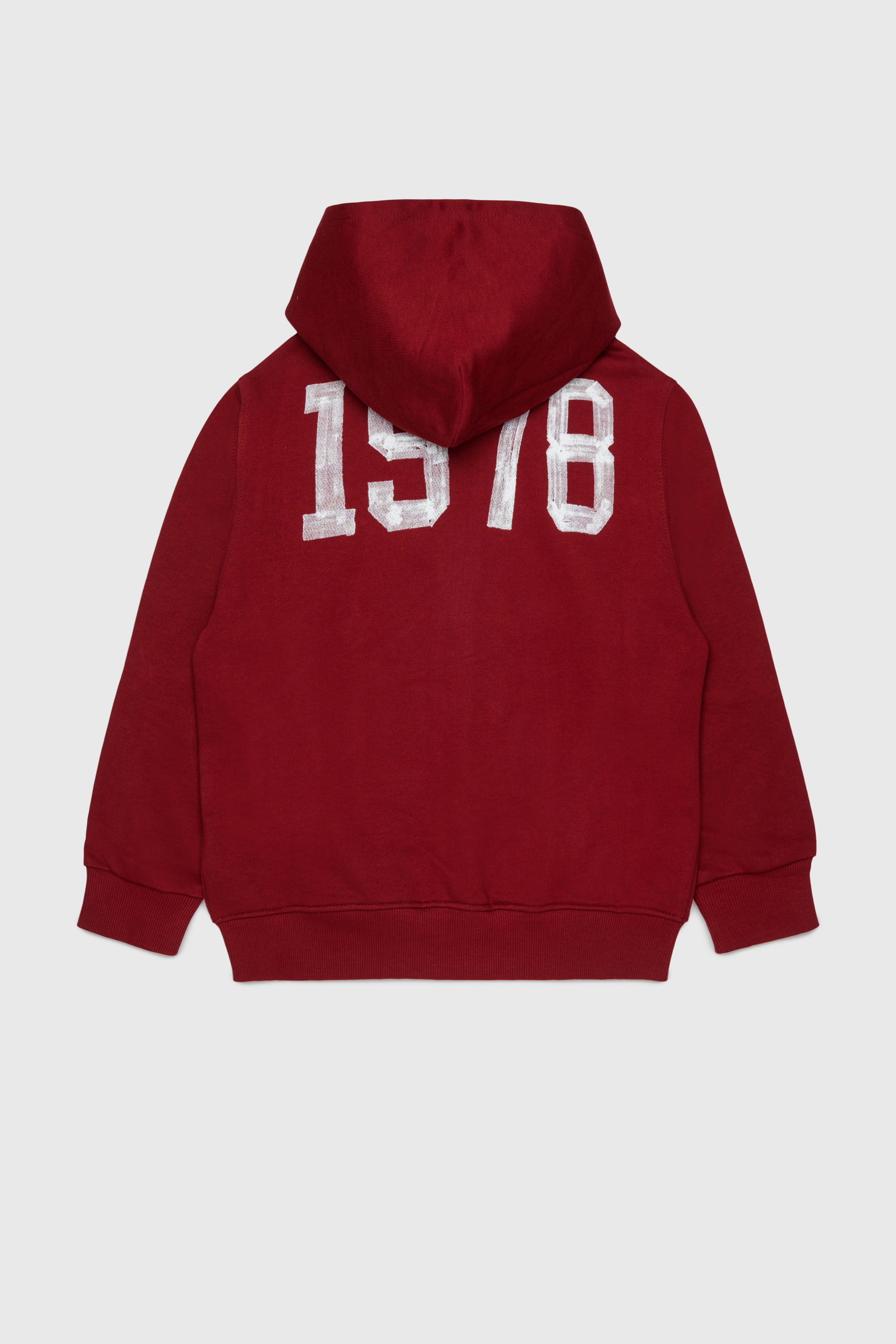 Diesel - SBANDHOOD OVER, Man's Zip-up hoodie with paint-effect logo prints in Red - 2