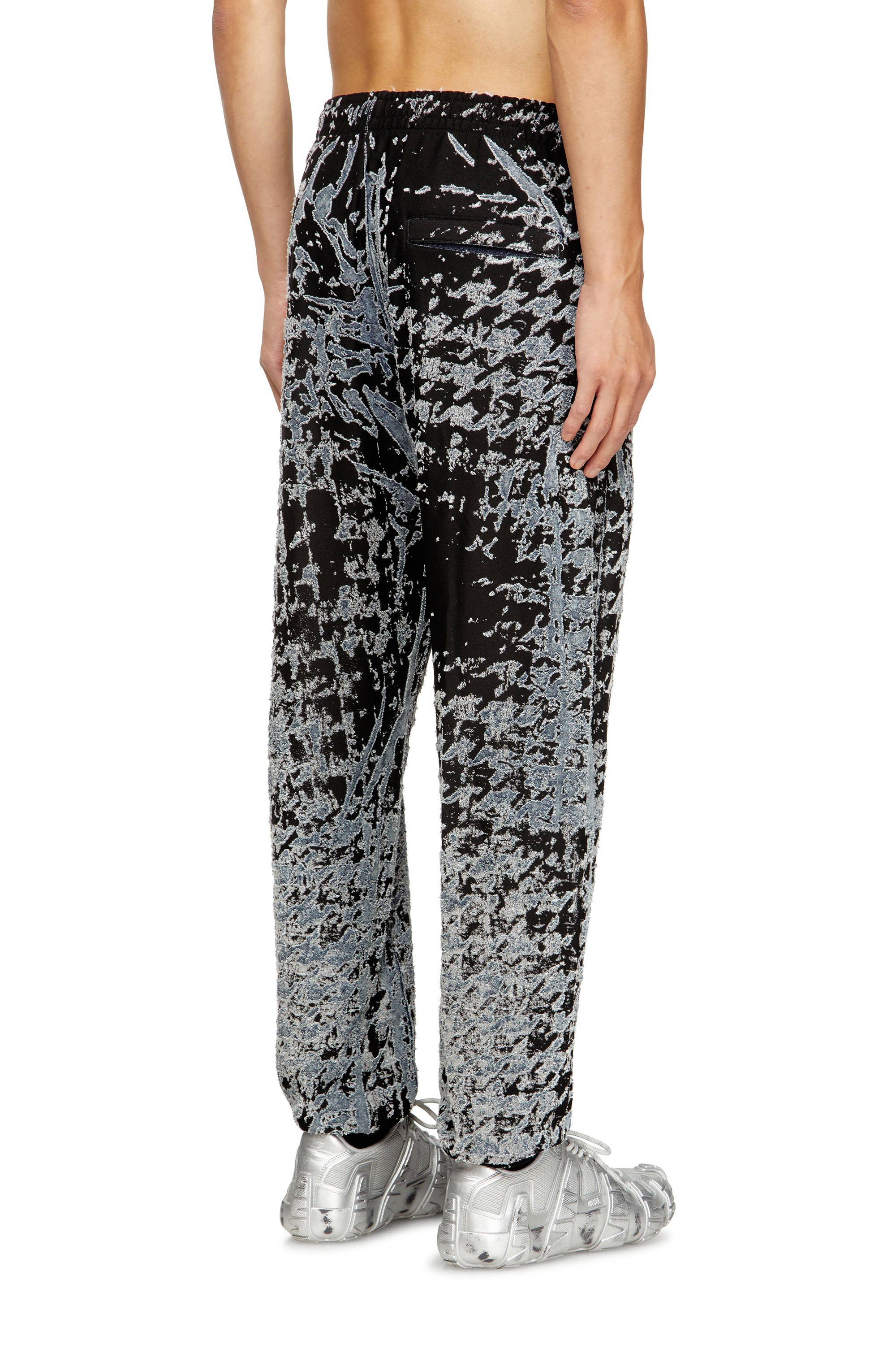 Diesel - P-LABIS, Man's Elasticated pants in devoré houndstooth in Black/White - 4