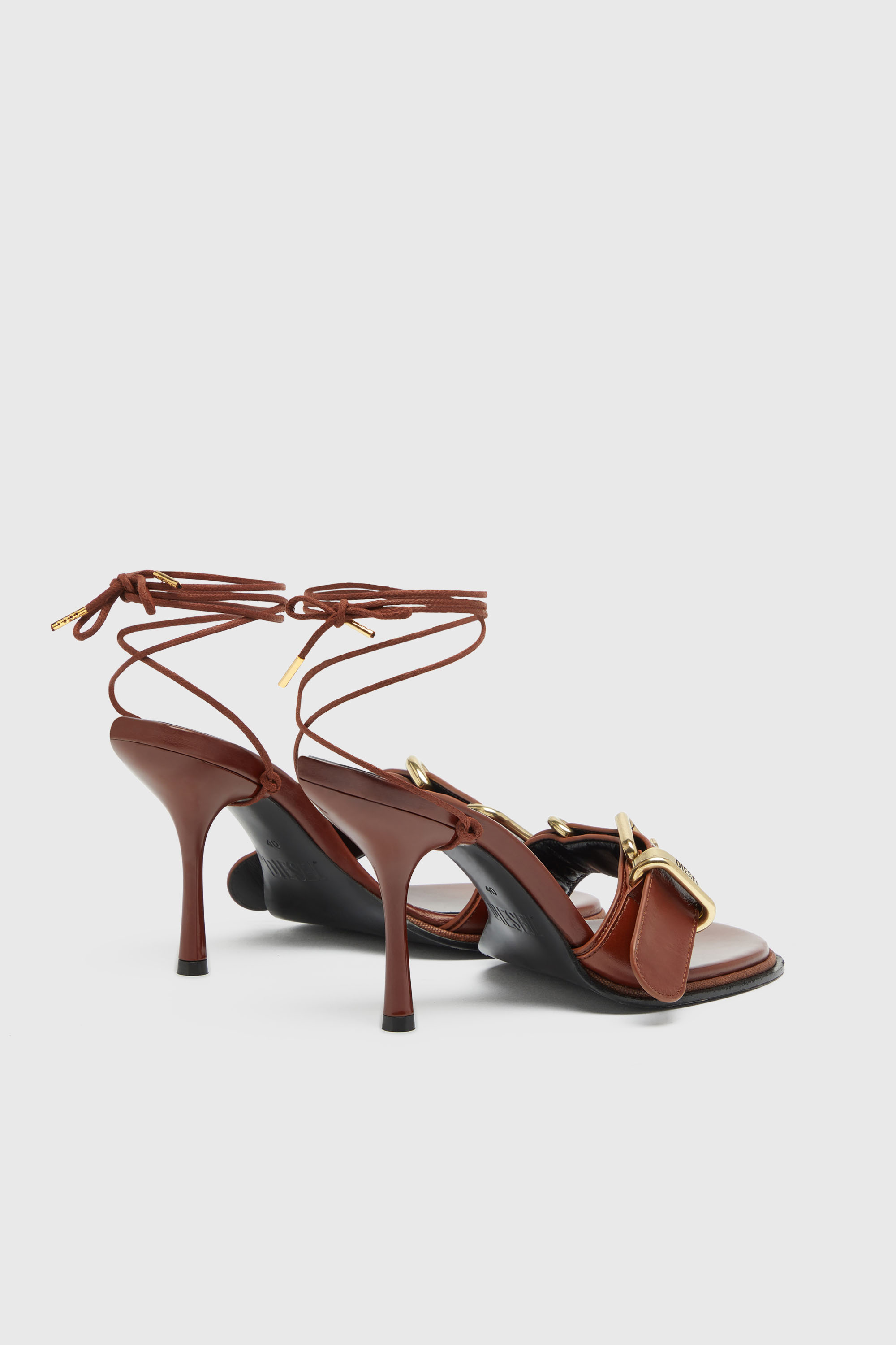 Diesel - D-COCCO-90-SA, Woman's D-Cocco-Ankle-wrap sandals in leather in Brown - 3