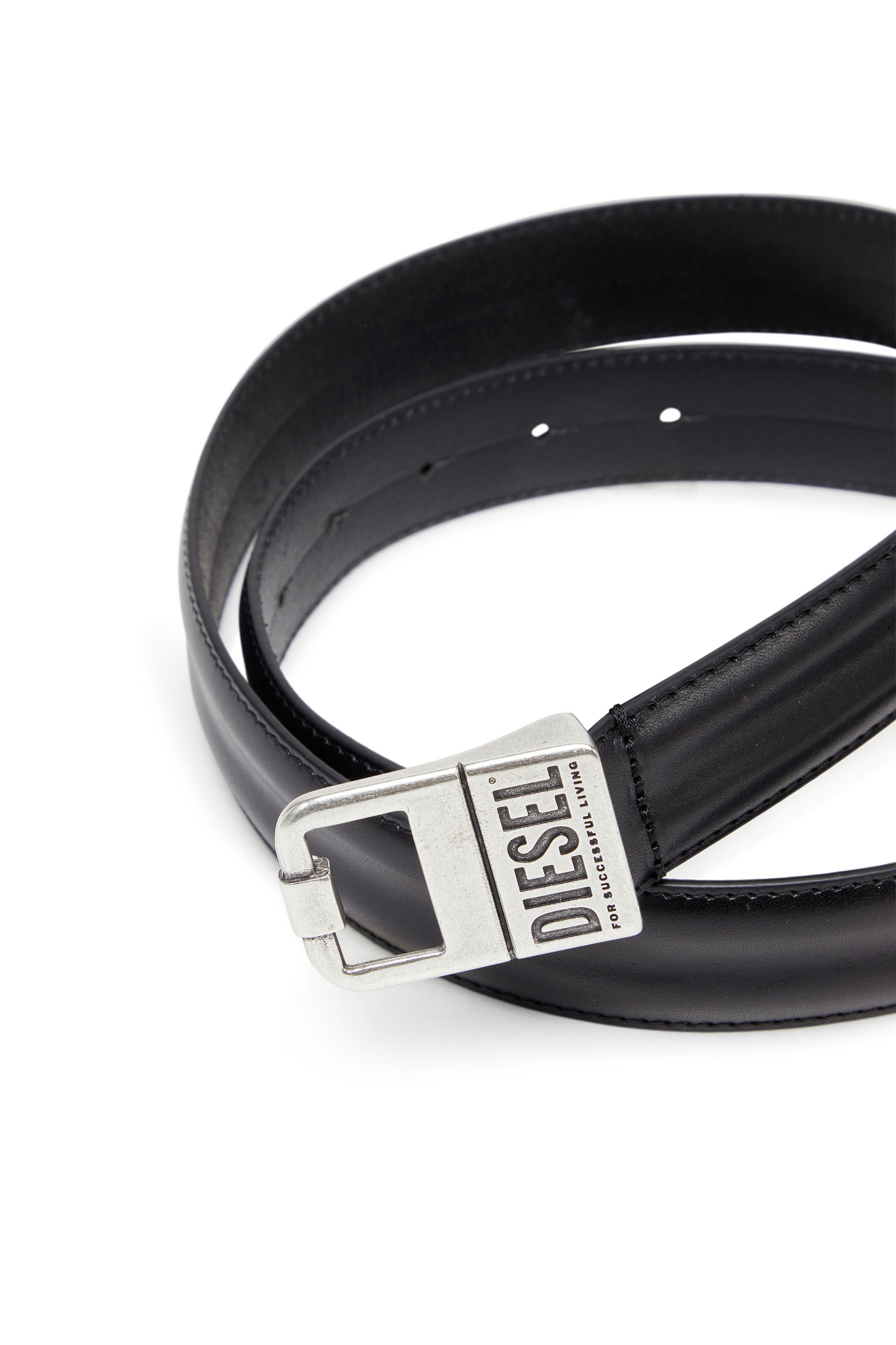 Diesel - B-SQUARE, Man's Leather belt in Black - 3