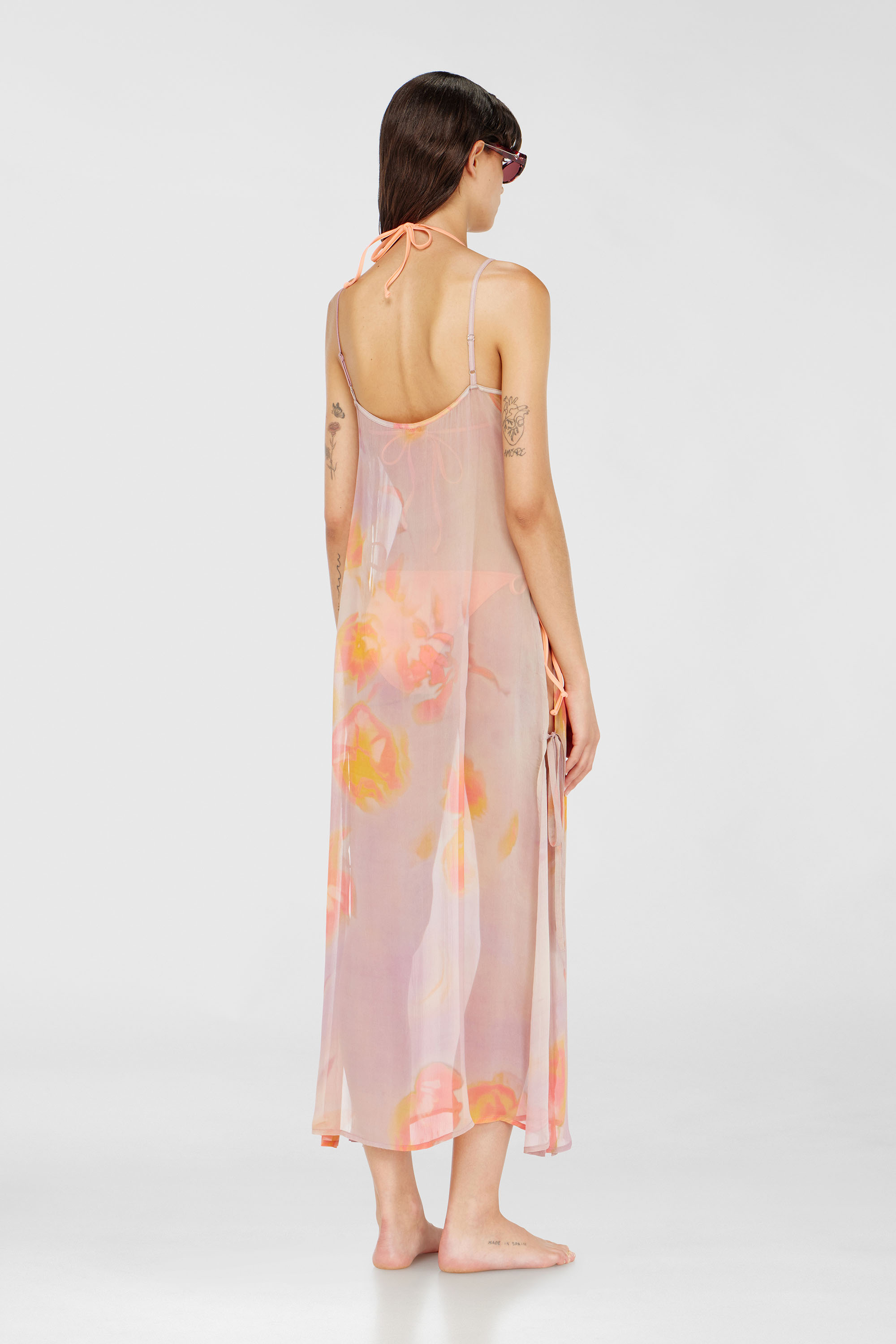 Diesel - VANYA-UTLT, Woman's Beach cover-up dress in floral chiffon in Lilac - 3