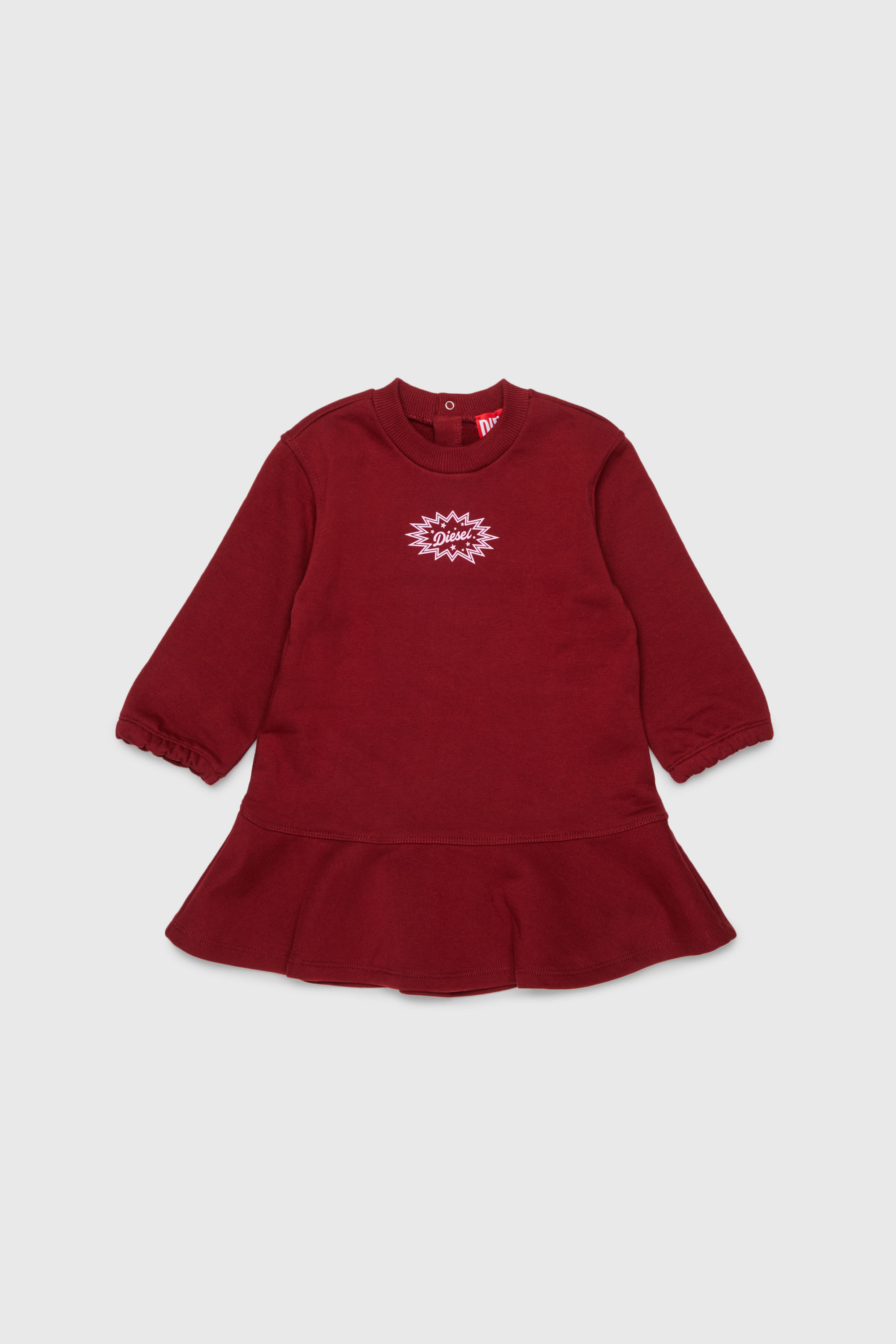 Diesel - DFUMB, Woman's Sweatshirt dress with ruffled hem in Red - 1