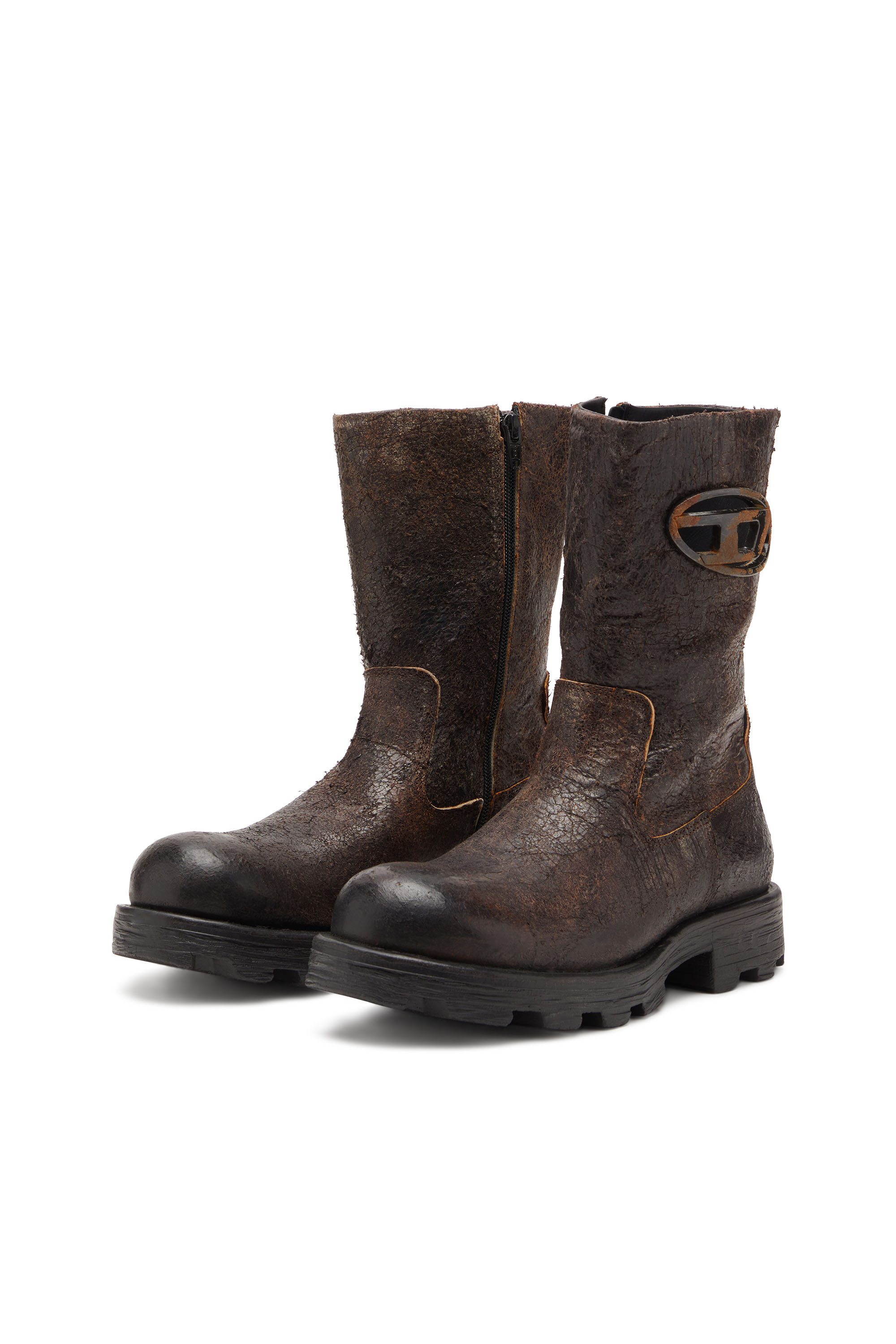 D-HAMMER BKR D W, Brown Diesel - D-HAMMER BKR D W, Woman's D-Hammer-Biker boots in distressed crackled suede in Brown - 8