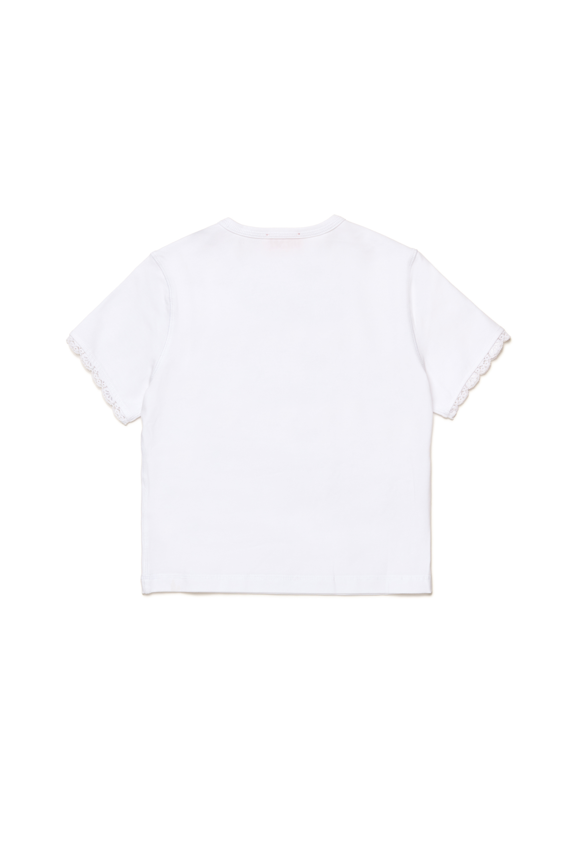 Diesel - TUNCUTIELACE, Woman's T-shirt with lace sleeve trims in White - 2