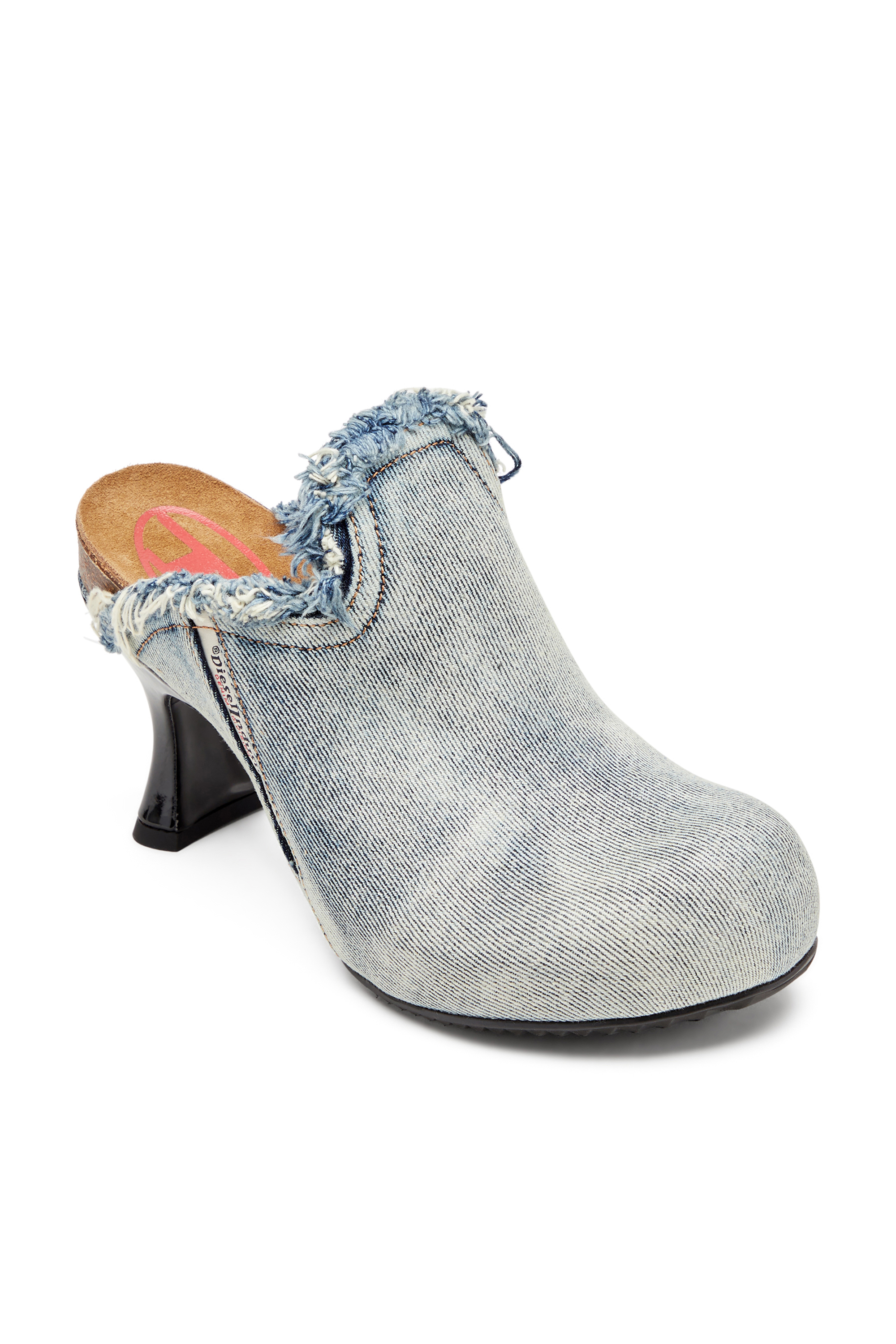 Diesel - D-WOODSTOCK ML W, Woman's Frayed denim mules in Light Blue - 6