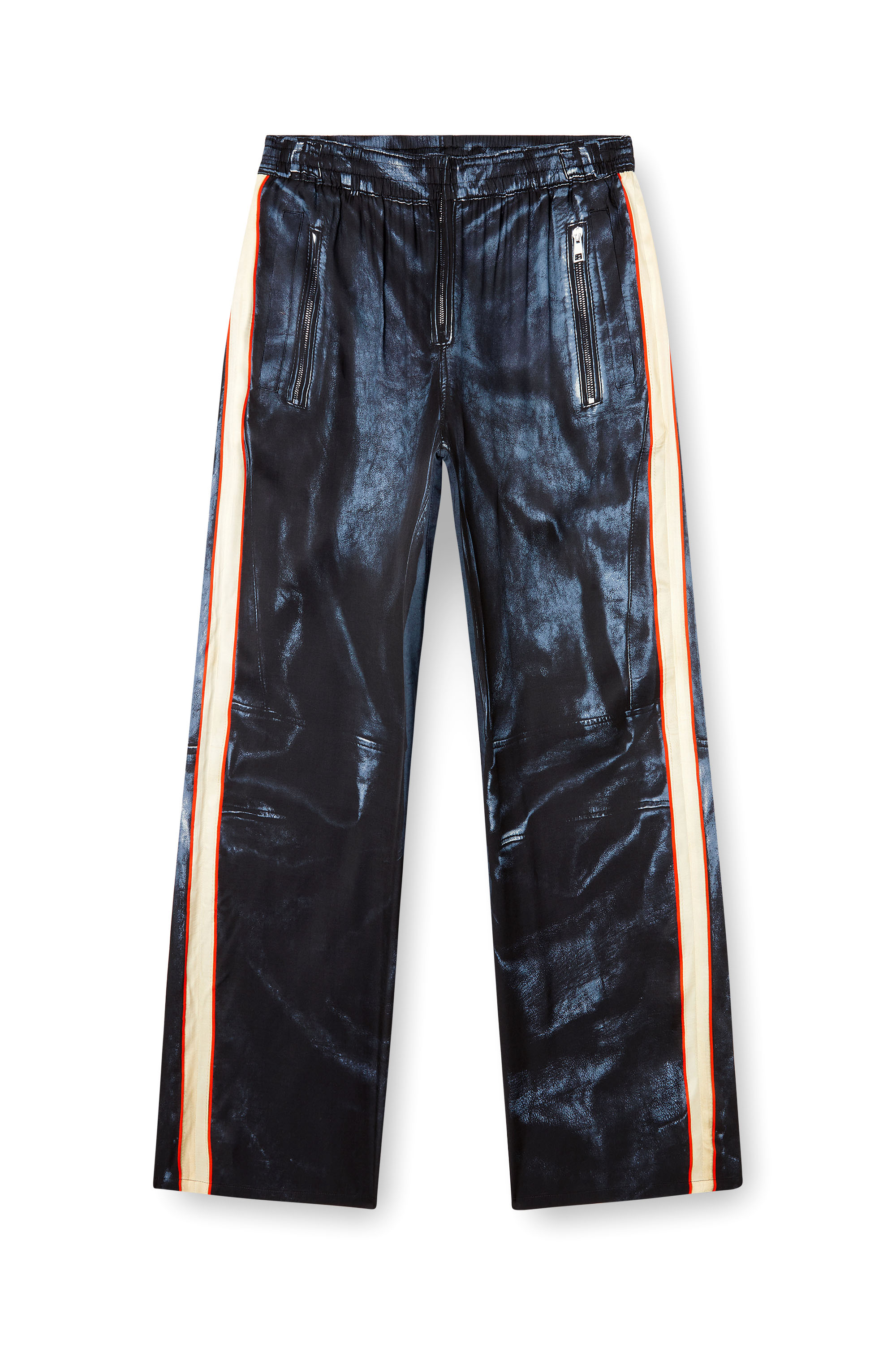 Diesel - P-THECKS-NMAN, Man's Viscose trousers with biker print in Black/Blue - 3