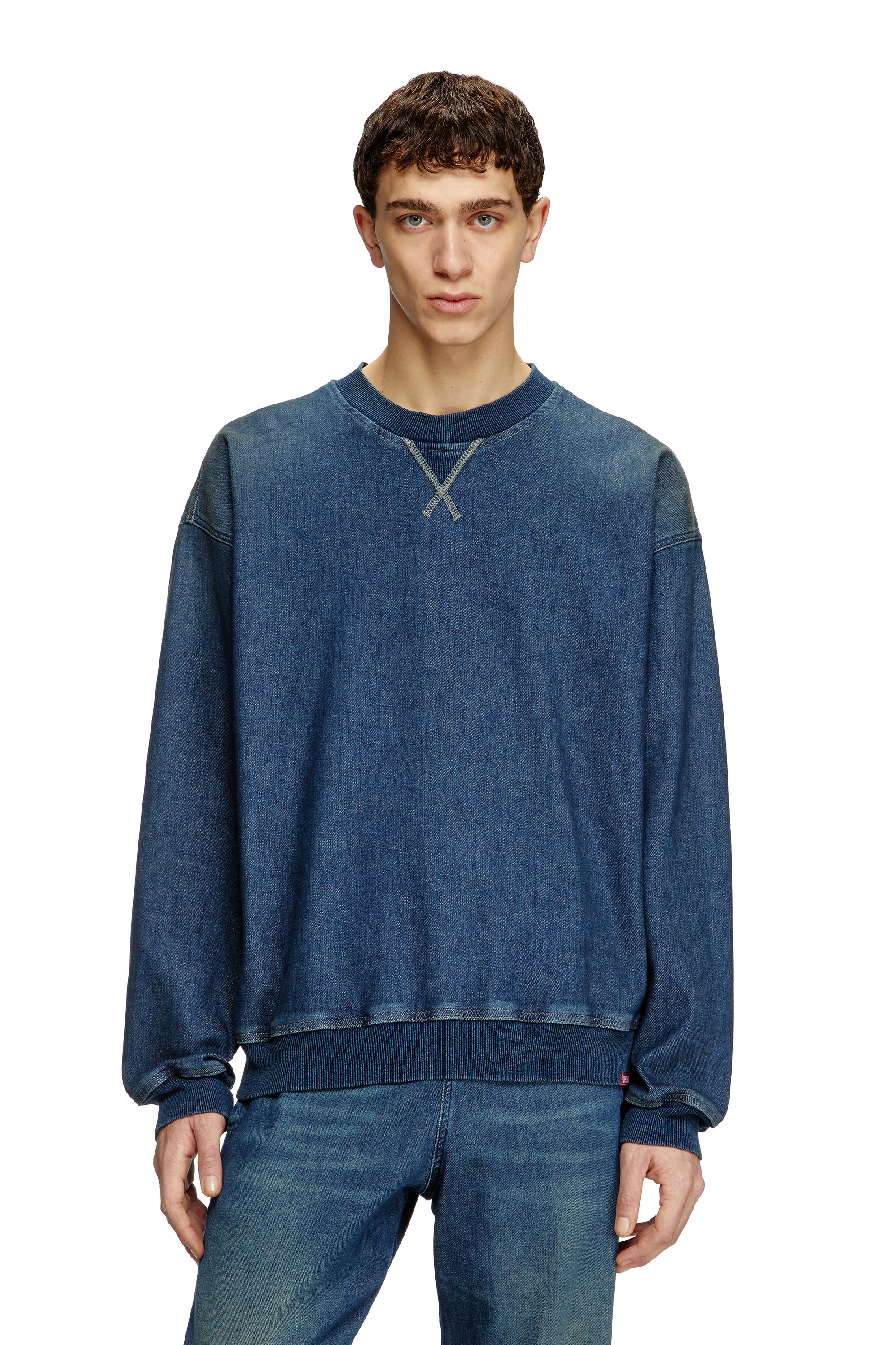 Diesel - D-KRIBY-S TRACK, Unisex's Sweatshirt in Track Denim in Medium blue - 2