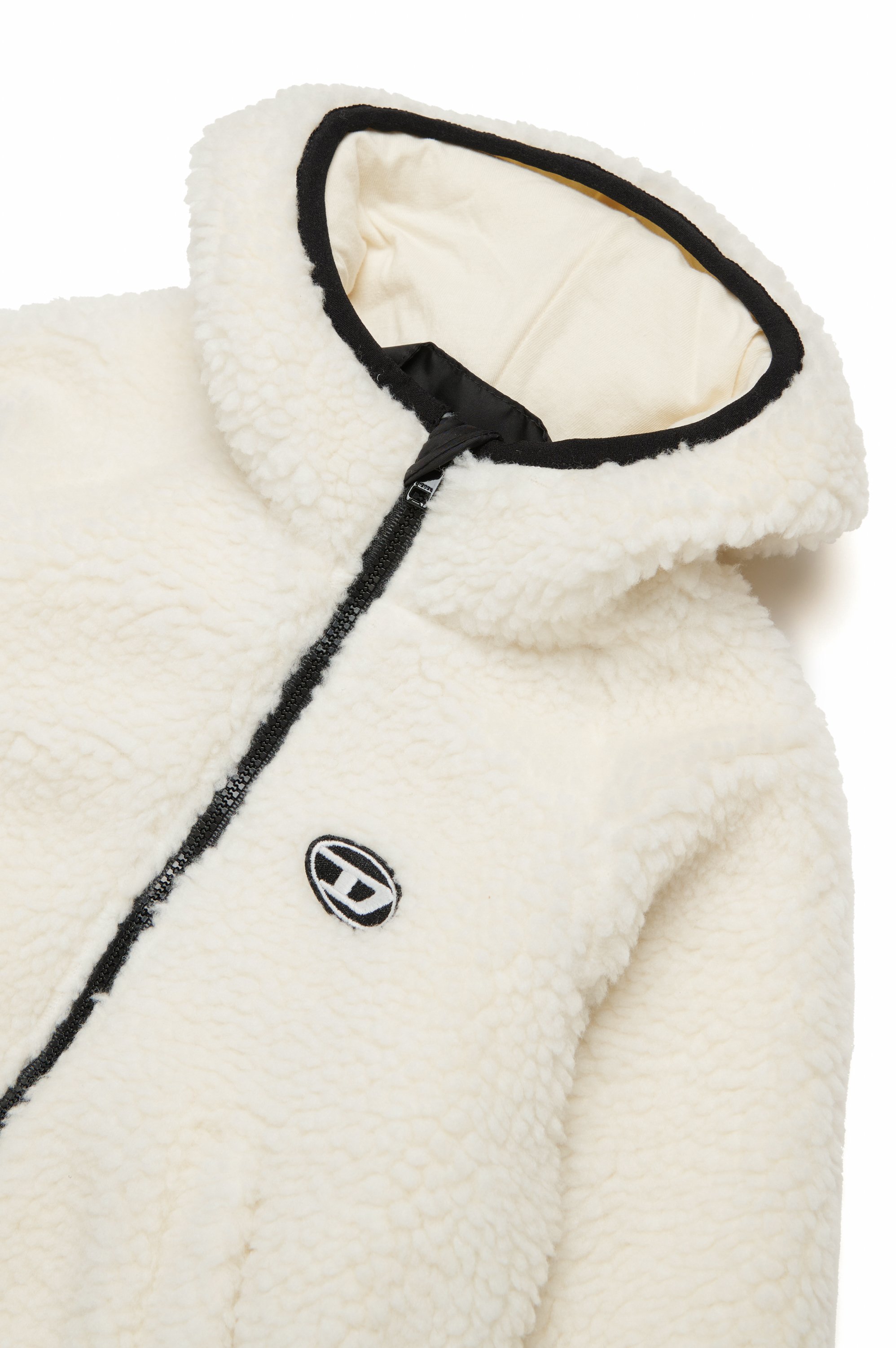 Diesel - JPOLAB, Unisex's Hooded teddy jacket with Oval D patch in White - 3