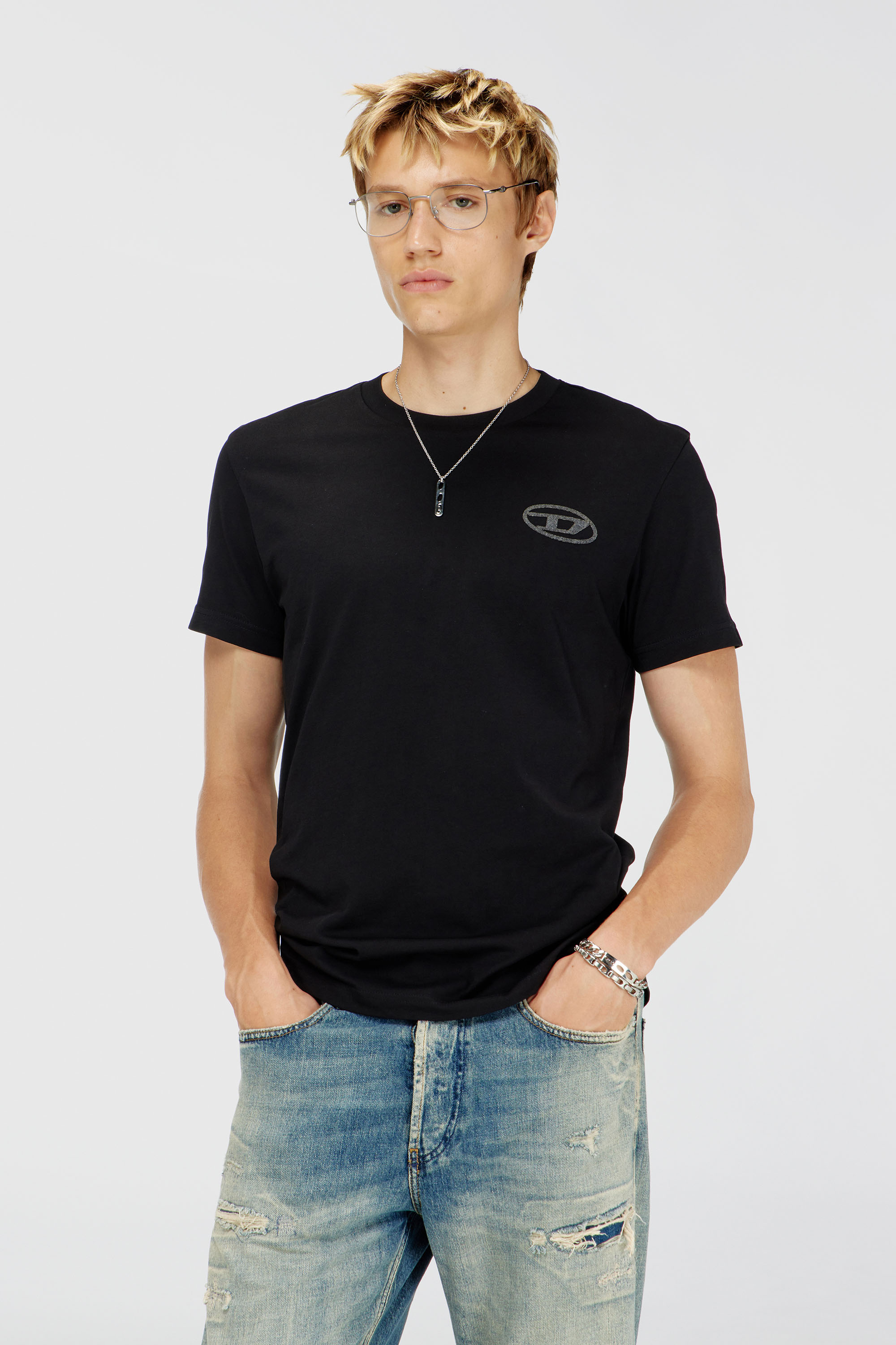 Diesel - T-DIEGO-T92, Man's Cotton T-shirt with Oval D logo in Black - 1