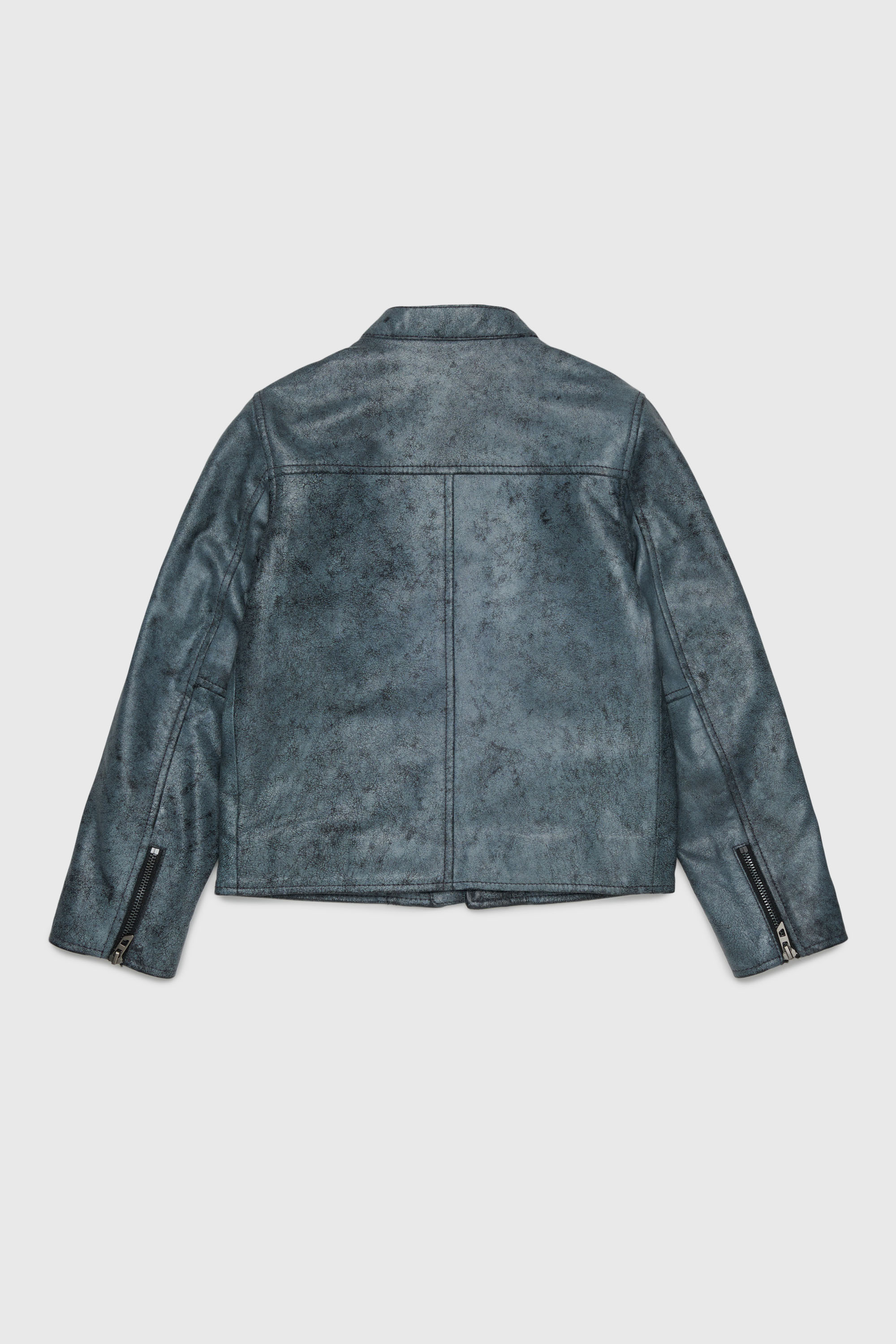 Diesel - JLEVERT, Man's Leather biker jacket with maxi logo in Black - 2