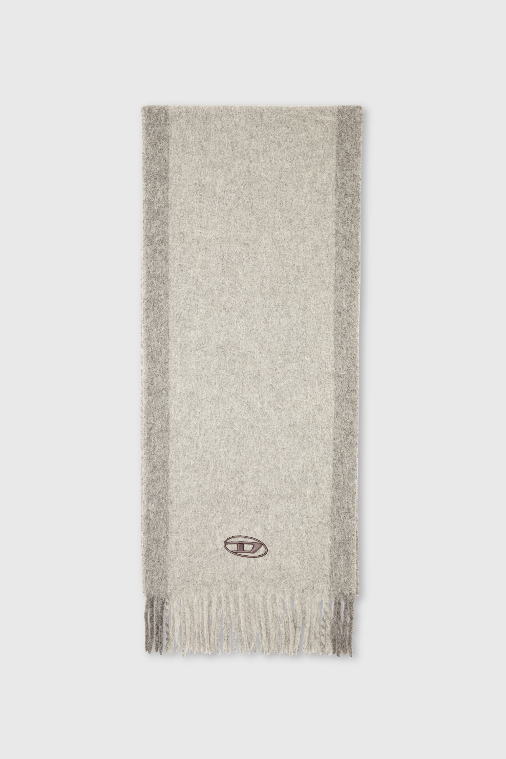Diesel - S-OLID, Man's Wool-blend scarf with contrast stripes in Grey - 1