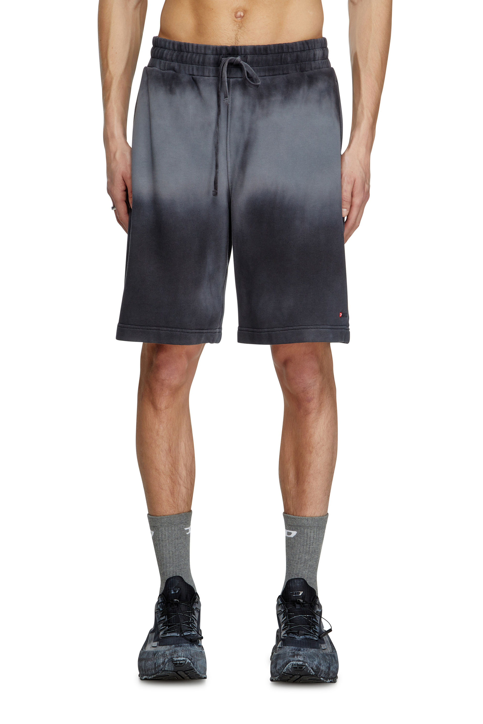 Diesel - P-CROWNE-R1, Man's Faded sweat shorts with micro logo in Black - 1