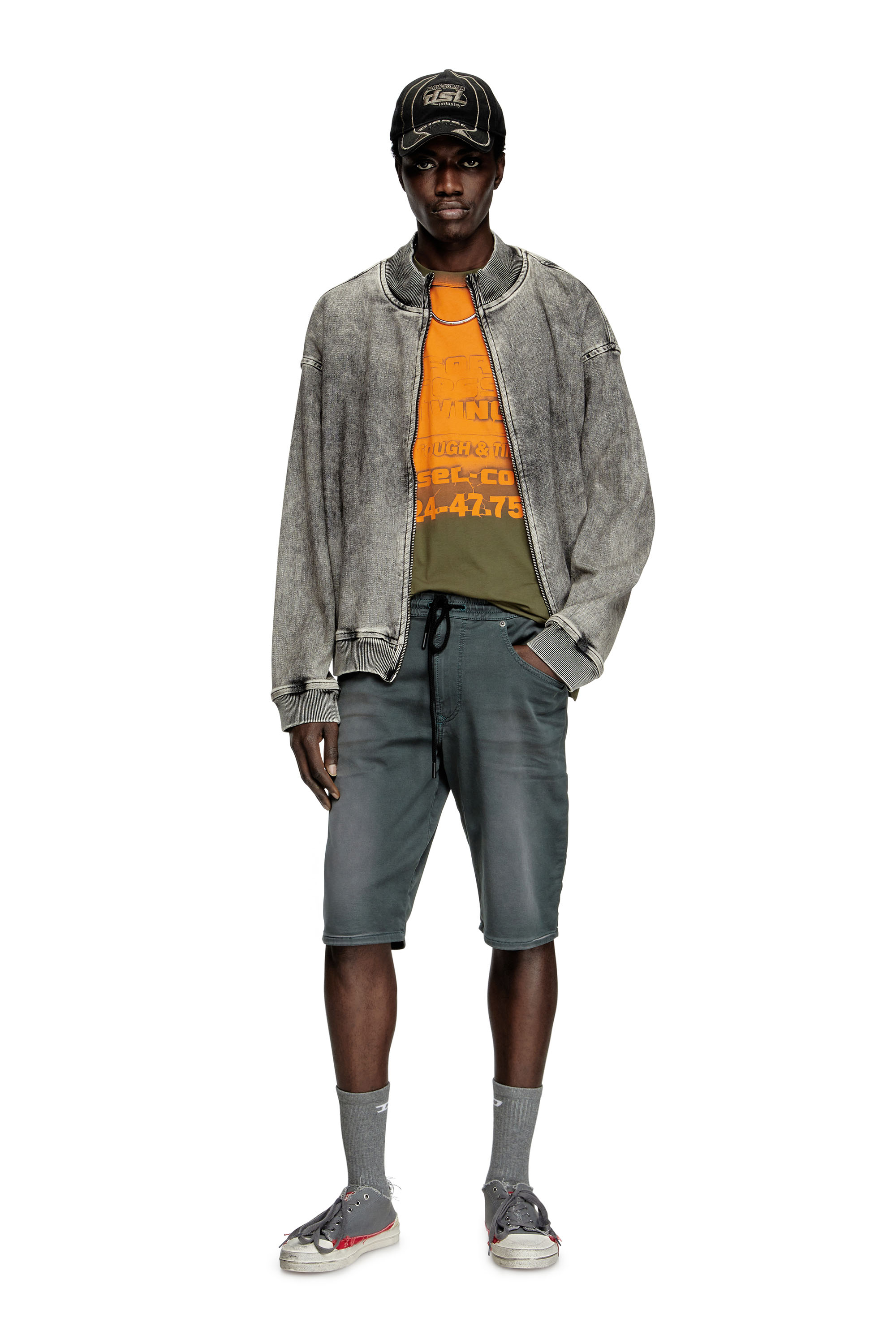 2033 D-KROOLEY-SHORT JOGG, Dark grey Diesel - 2033 D-KROOLEY-SHORT JOGG, Man's Chino shorts in JoggJeans in Dark grey - 1