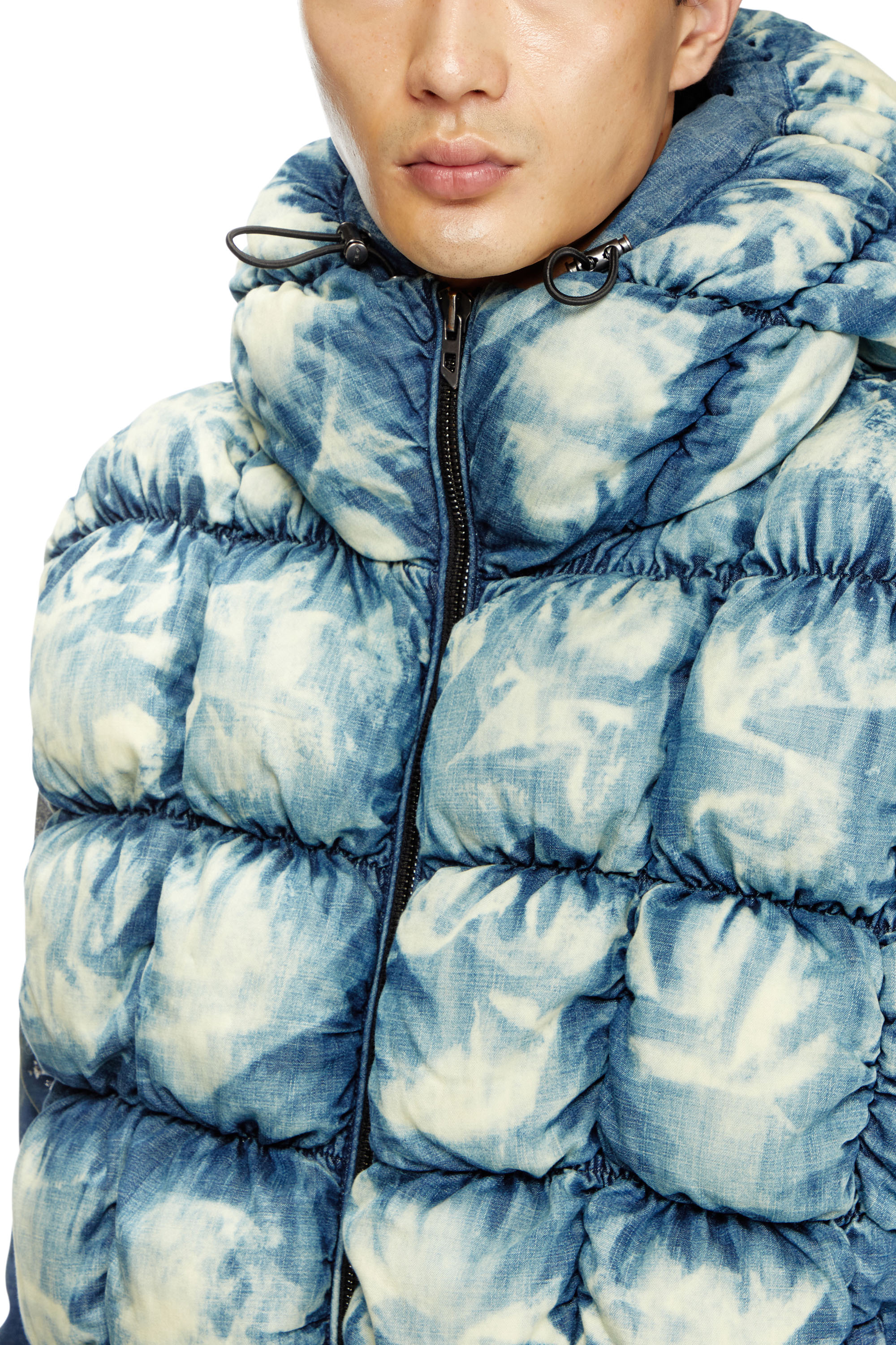 Diesel - W-THYS, Unisex's Tie-dyed denim puffer vest in Blue - 3