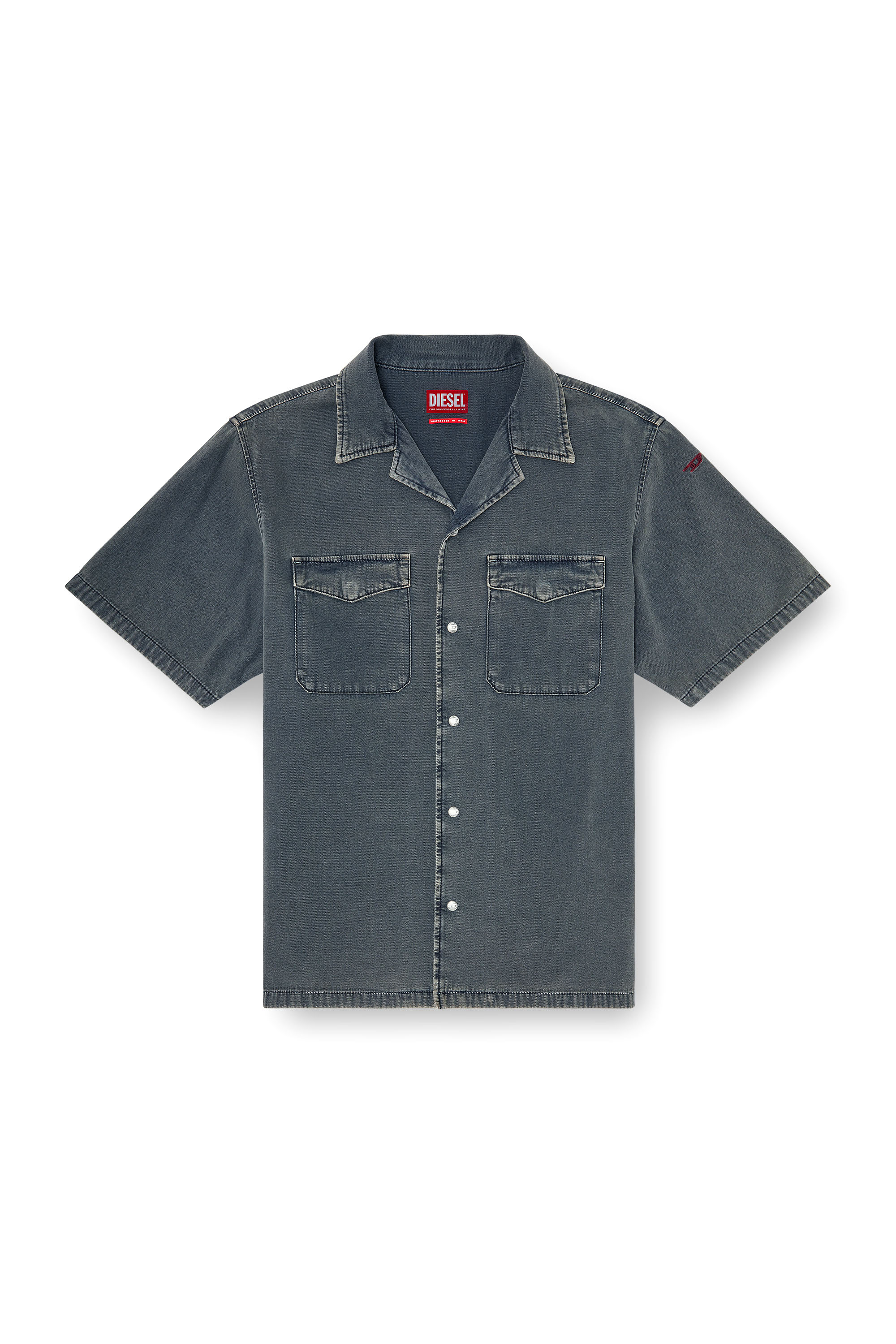 Diesel - D-NABIL-P, Man's Bowling shirt in coloured denim in null - 3