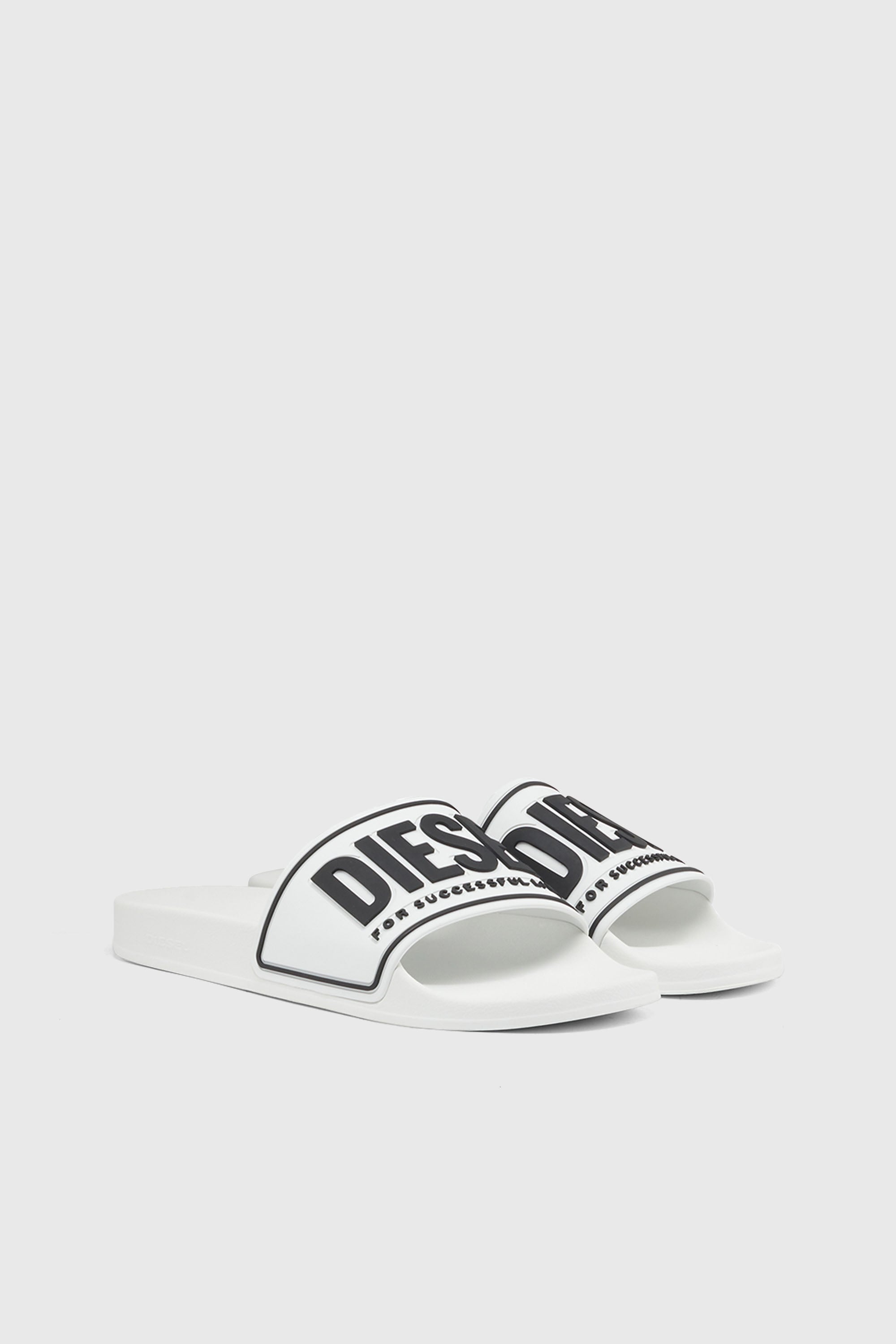 Diesel - SA-MAYEMI CC, Man's Sa-Mayemi-Pool slides with 3D logo in White/Black - 2