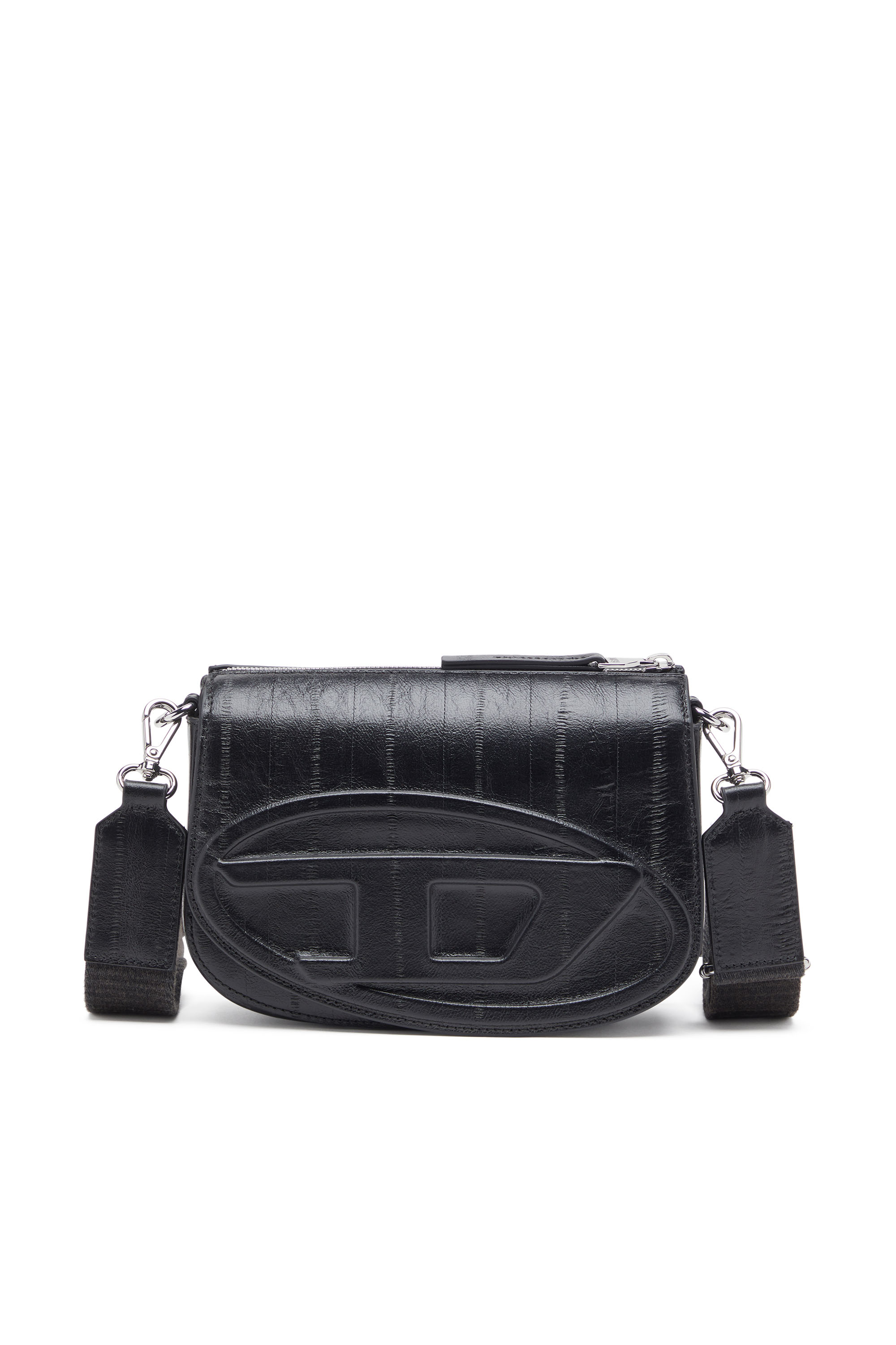 Diesel - 1DR CAMERA BAG, Man's Camera bag in eel-effect leather in Black - 1