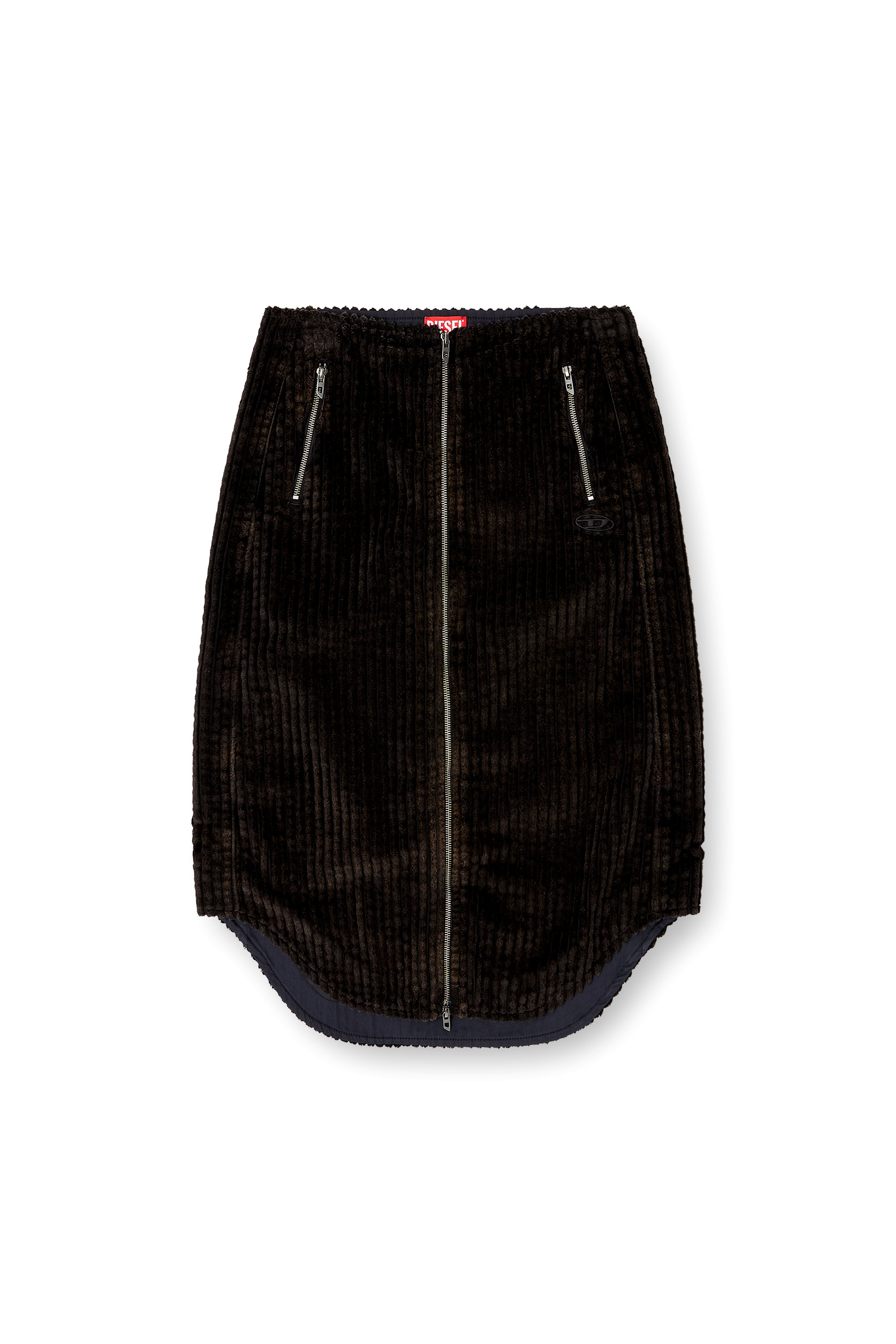 Diesel - O-LLIPOP, Woman's Cotton midi skirt with zipper in Black - 2