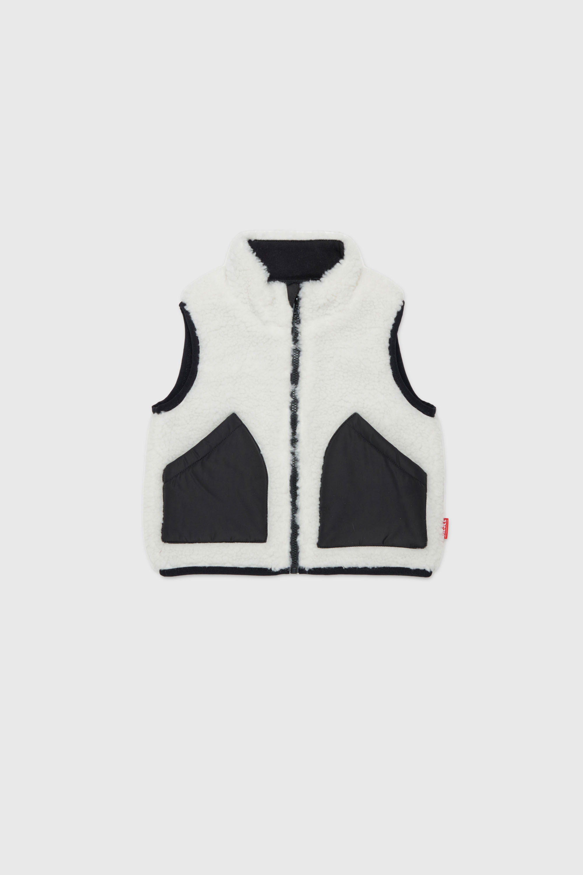 Diesel - JSEARB, Man's Colour-block vest in teddy fleece and nylon in White - 1