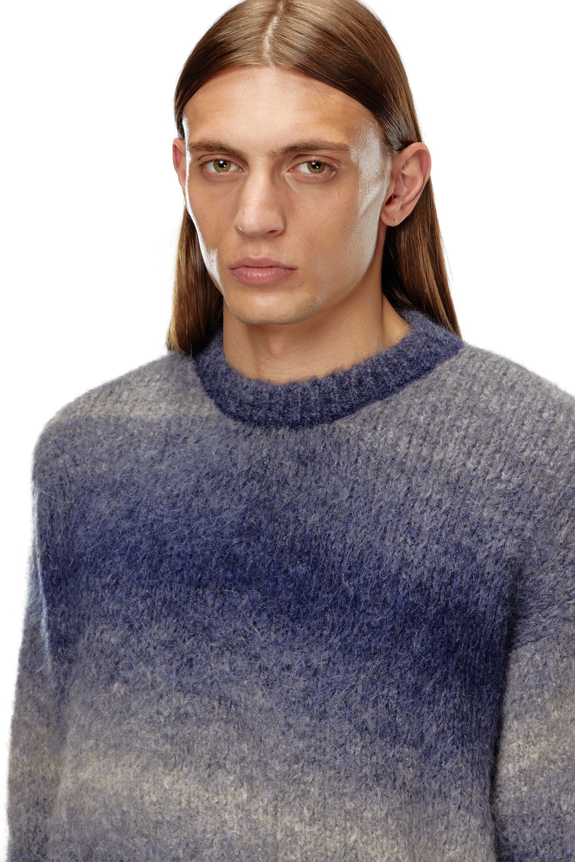 Diesel - K-RASTA, Man's Dégradé jumper in alpaca blend in Dark Blue - 5