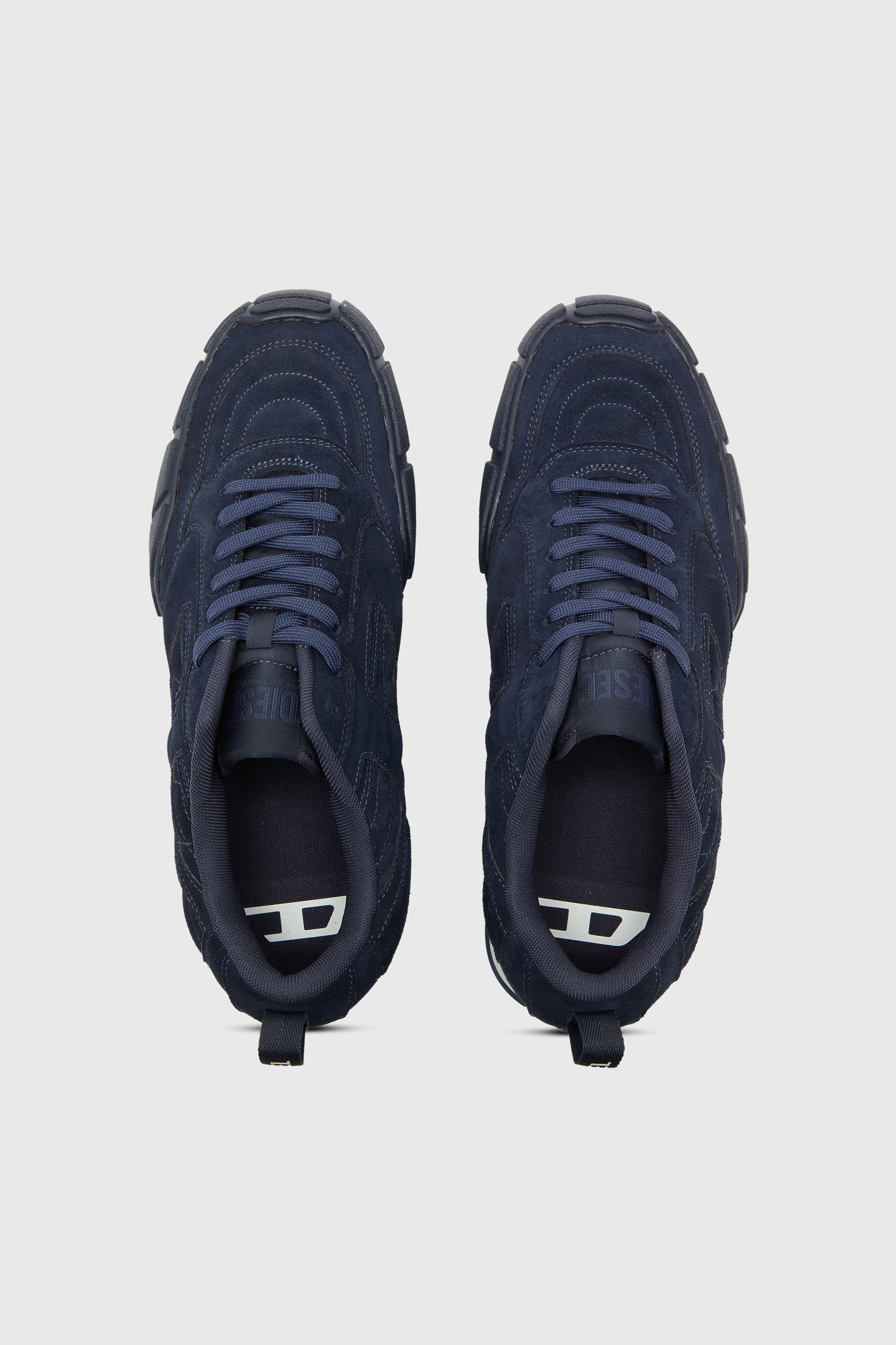 Diesel - S-PAGODHA LOW, Man's S-Pagodha-Quilted suede sneakers in Dark Blue - 4