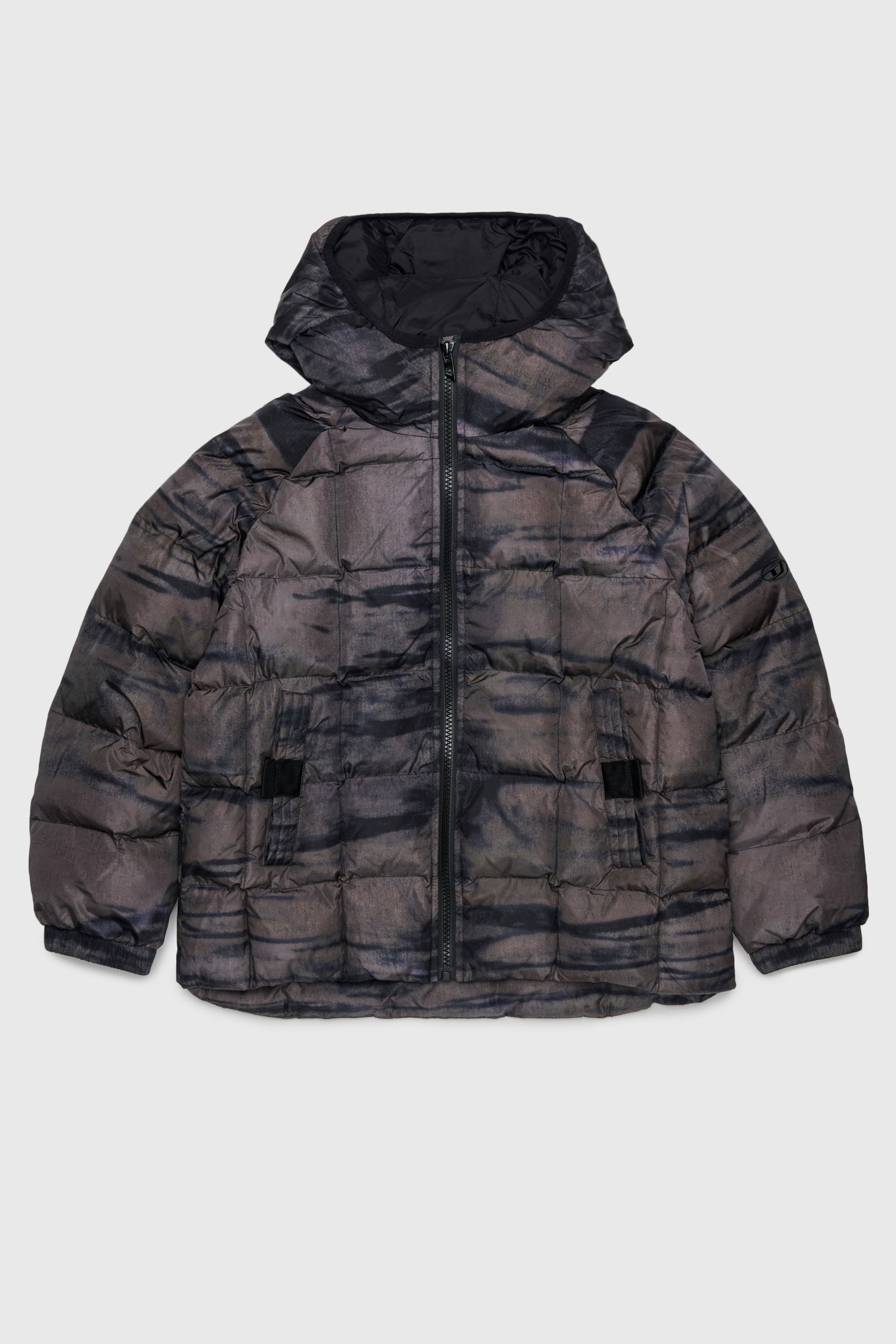 Diesel - JDEN, Man's Puffer jacket with streaky graphic print in Green - 1